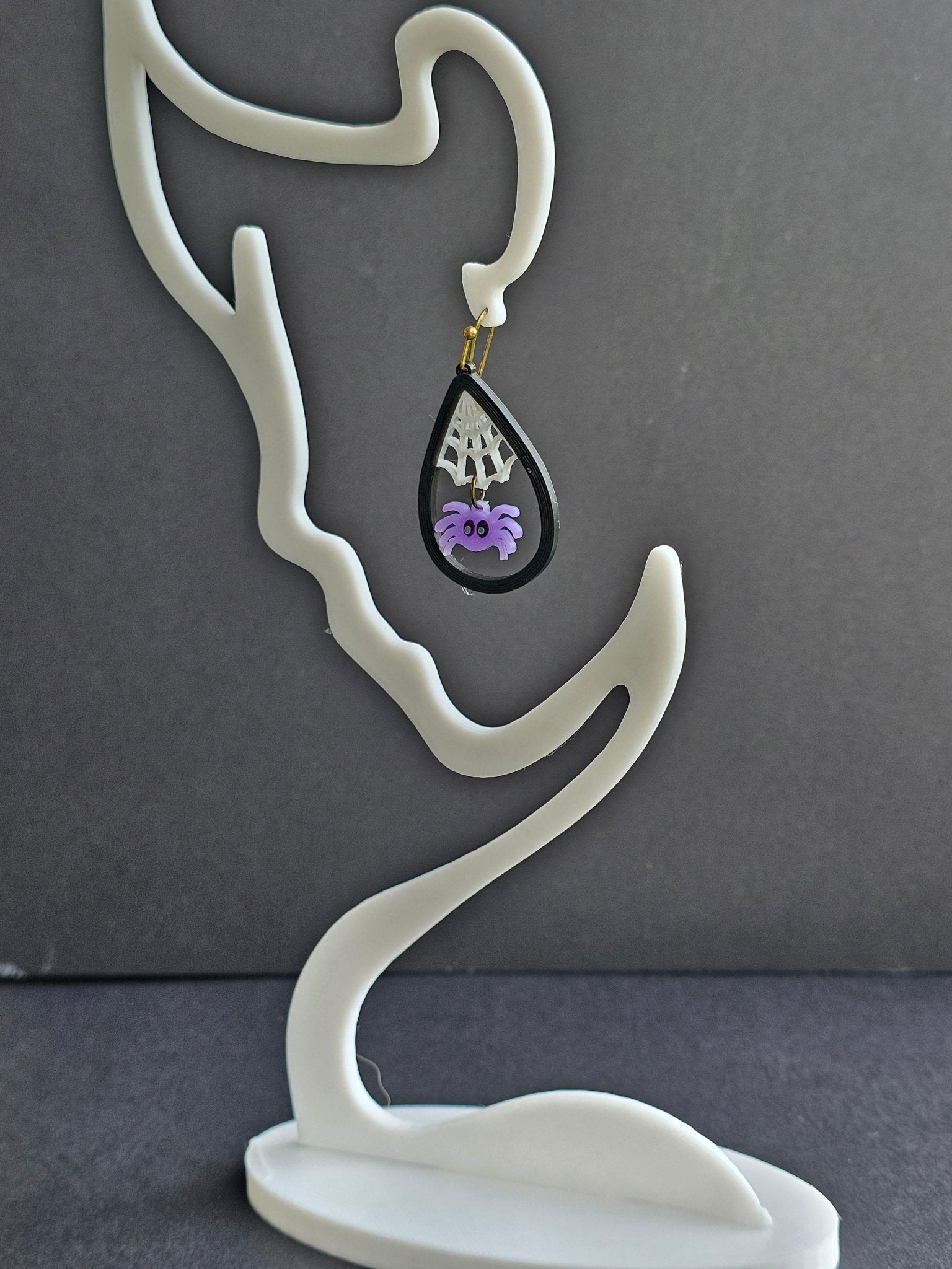 Purple Spider Web Earrings: Halloween Jewelry, Handmade, 3D Printed, Teen-Made by The Tween Space, Main Street Collective