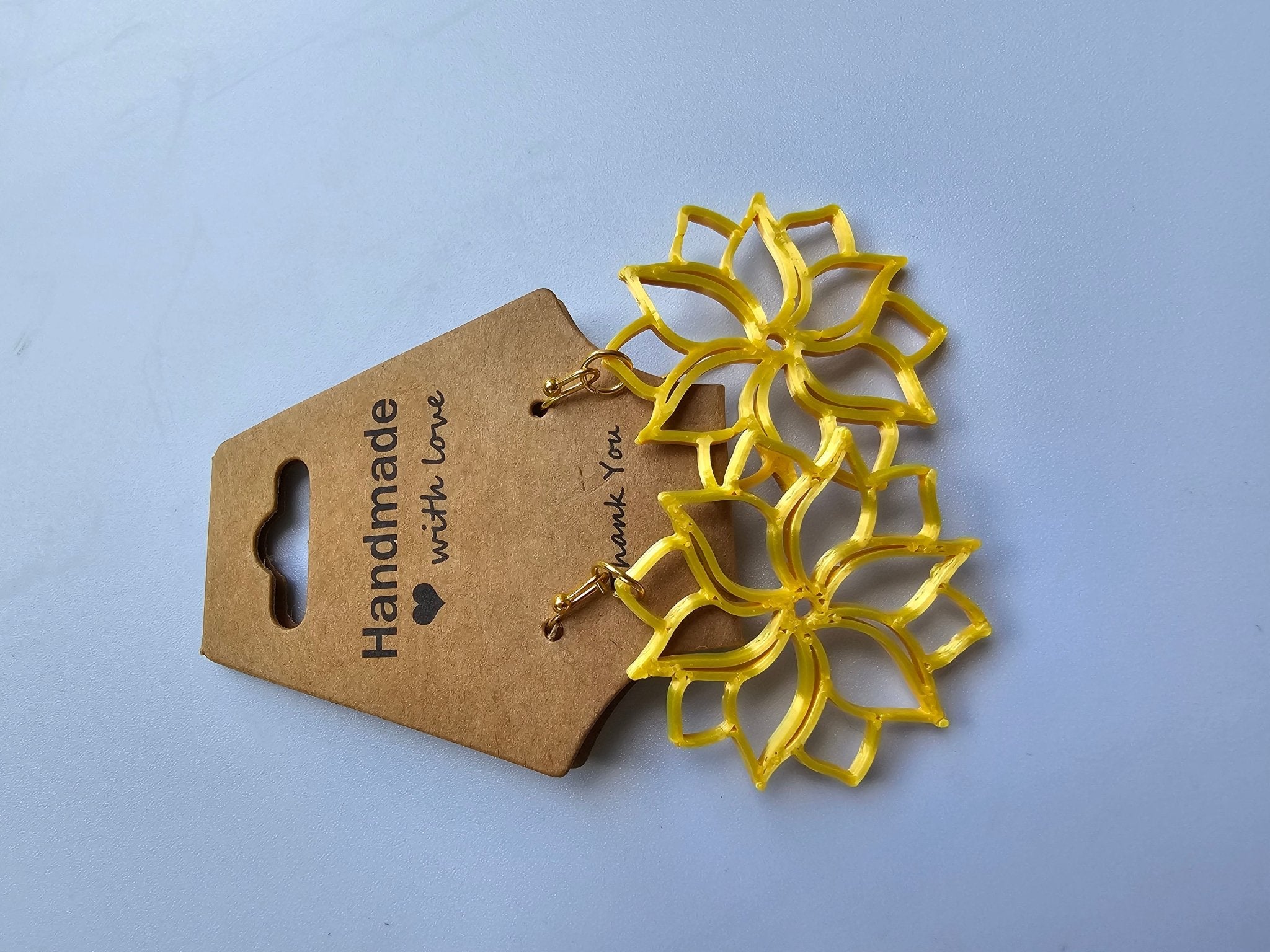 Yellow Lotus Flower Earrings Handmade by Nora - Hypoallergenic Stainless Steel Hooks - Main Street Collective