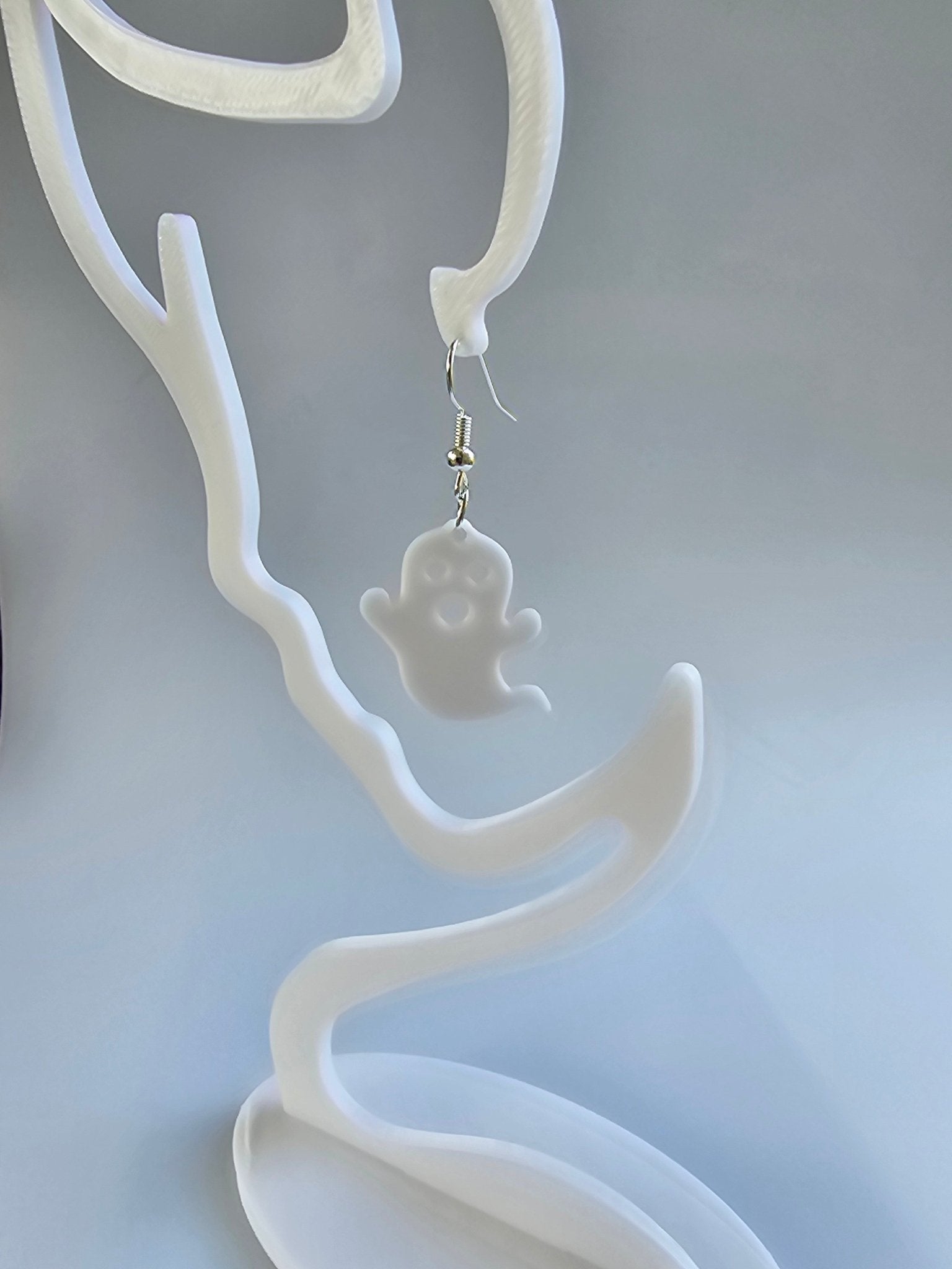 White Ghost Earrings Halloween Jewelry Handmade by The Tween Space - Hypoallergenic Hooks, Spooky Accessories