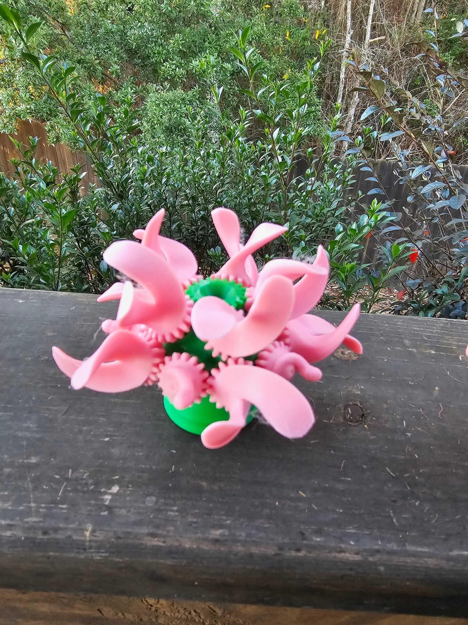 BloomSpin Flower Fidget Spinner: Pink Petals, Green Gears. Sensory Toy by The Tween Space.