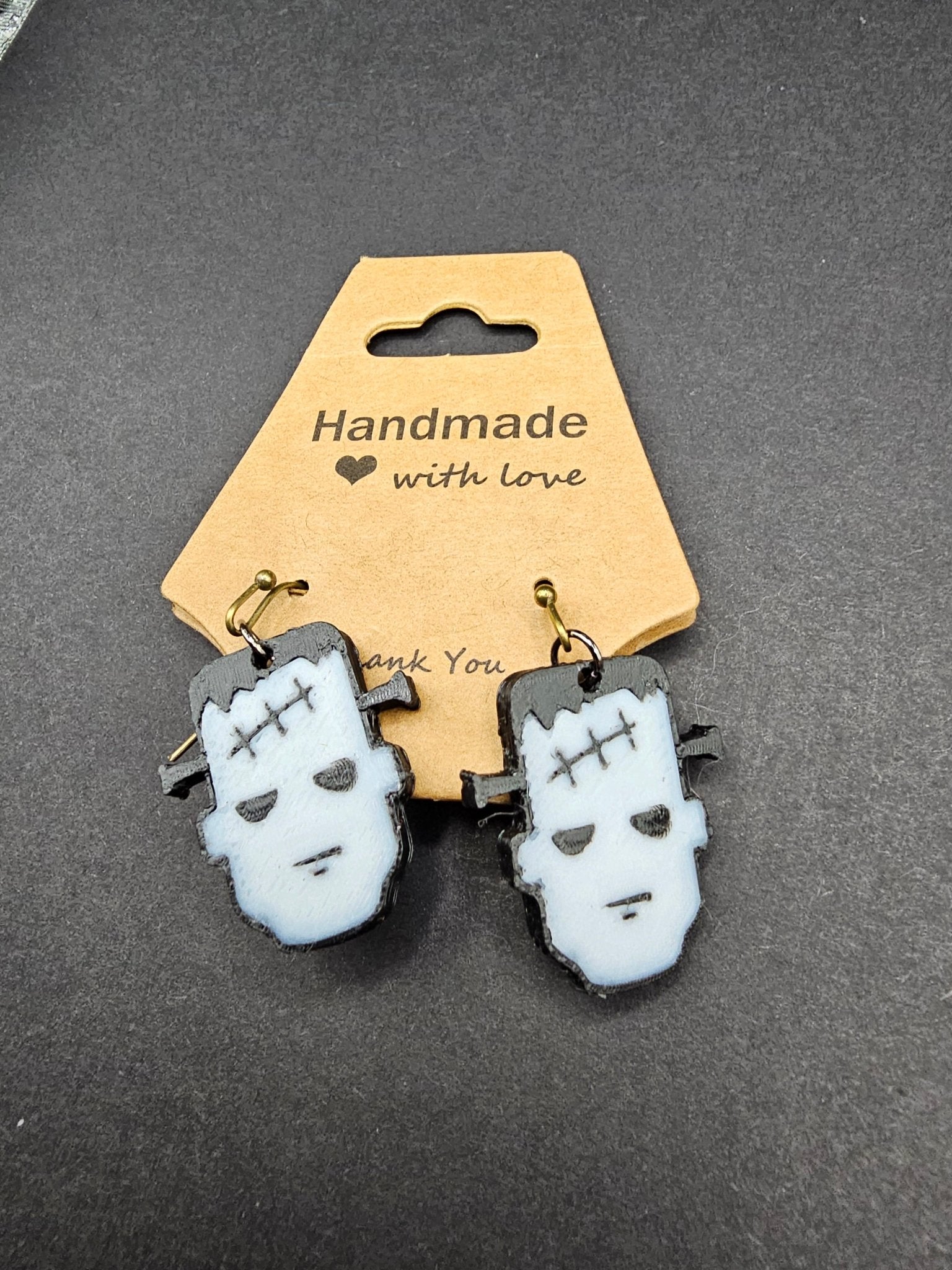 Frankenstein Earrings: Halloween Jewelry, Handmade Monster Earrings, 3D Printed, Hypoallergenic, from The Tween Space