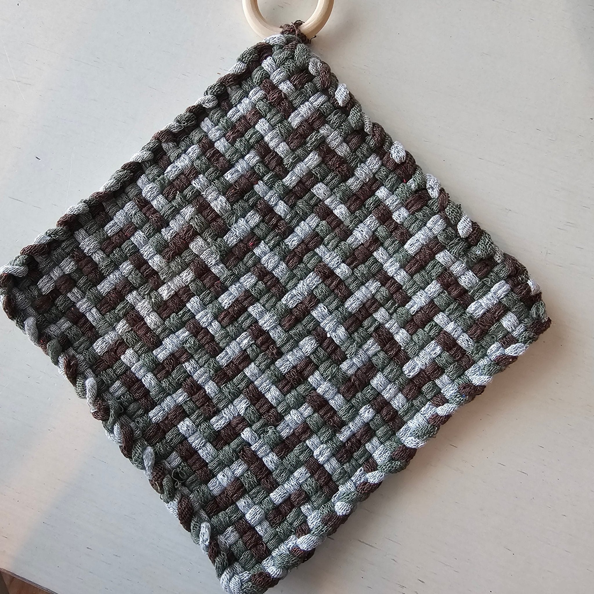 Handmade Woven Potholder - Penelope's Cotton Potholder in Neutral Colors from Main Street Collective