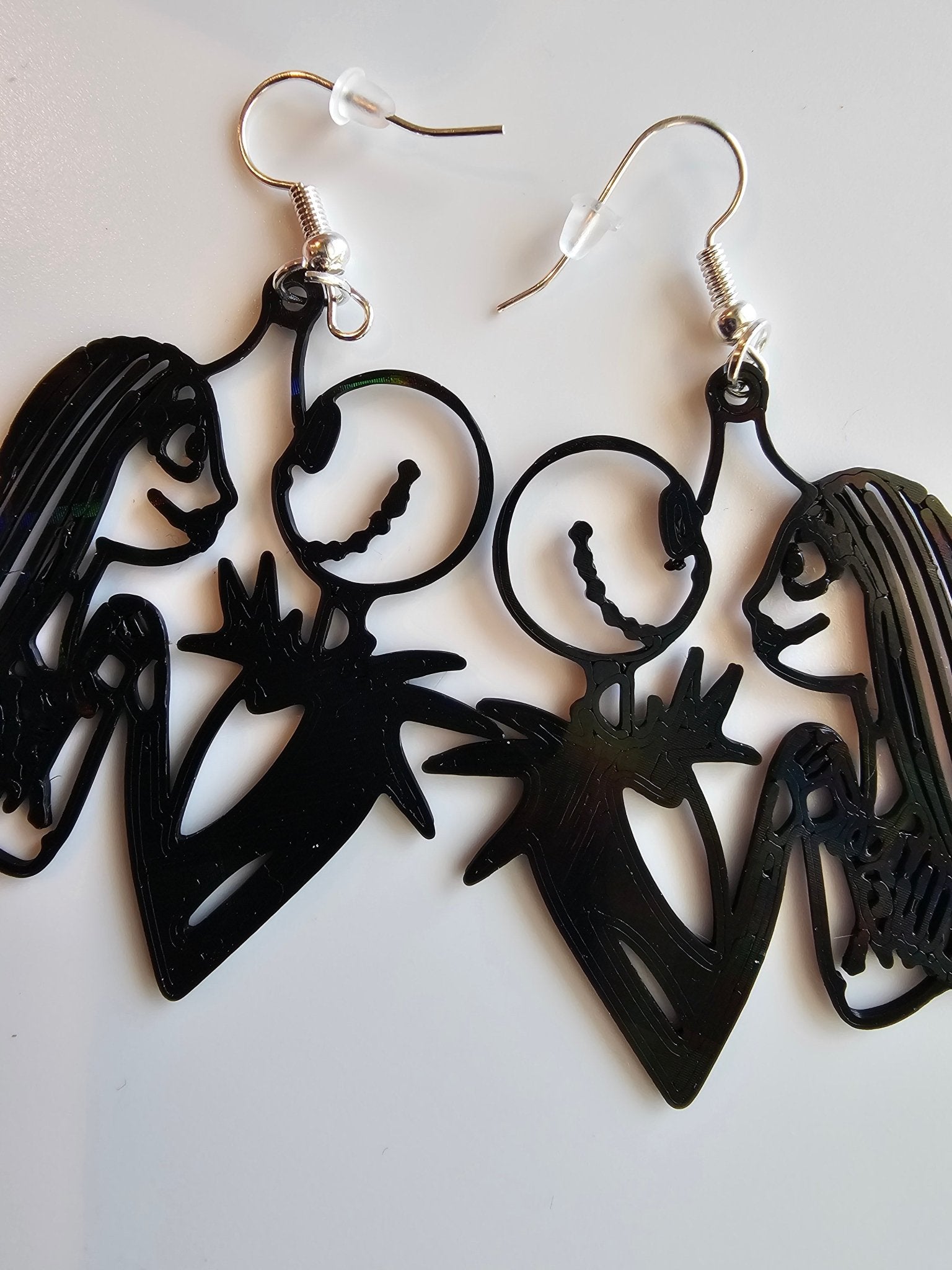 Jack and Sally Earrings - Nightmare Before Christmas Silhouette Handmade Tween Space Main Street Collective