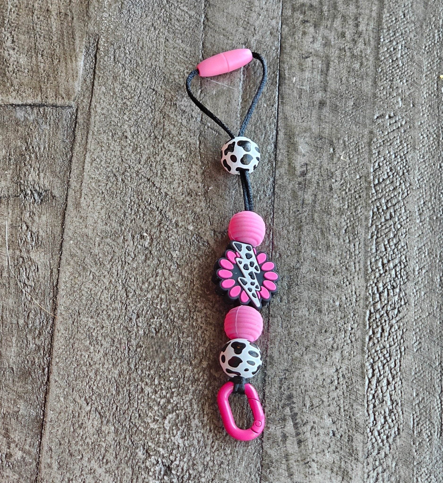 Car Freshie Lanyard by Main Street Collective: Pink, Cow Print, Adjustable Rearview Mirror Hanger