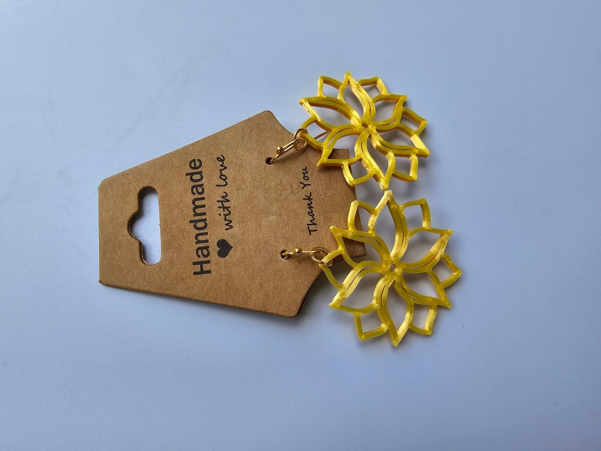 Yellow Lotus Flower Earrings: Handmade, Hypoallergenic - Main Street Collective Teen-Made Jewelry