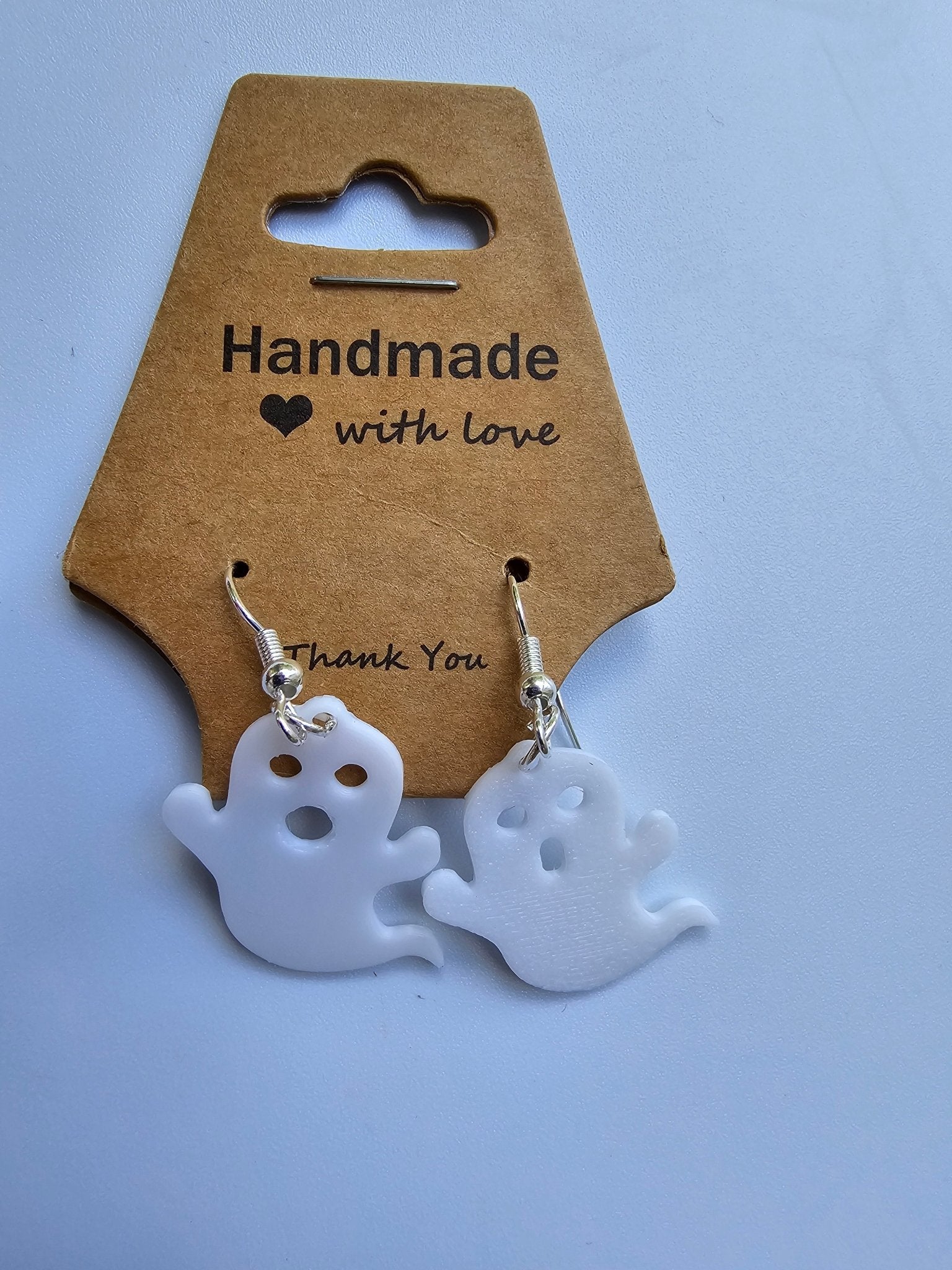 White Ghost Earrings - Handmade Halloween Jewelry, Hypoallergenic, 3D Printed - The Tween Space at Main Street Collective