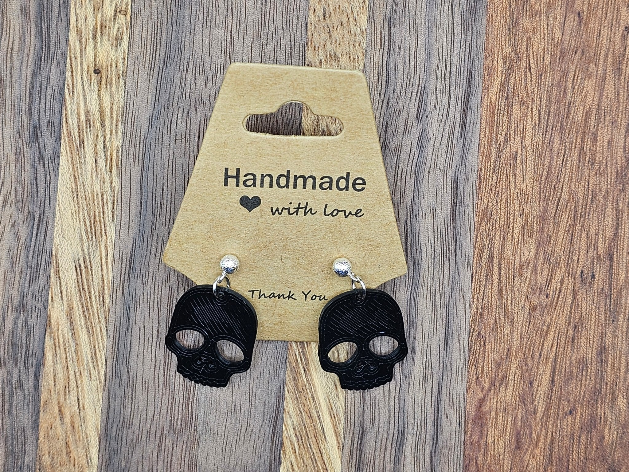 Black Skull Earrings for Halloween, Handmade by Nora from The Tween Space - 3D Printed, Hypoallergenic Steel Hooks, Gothic Jewelry