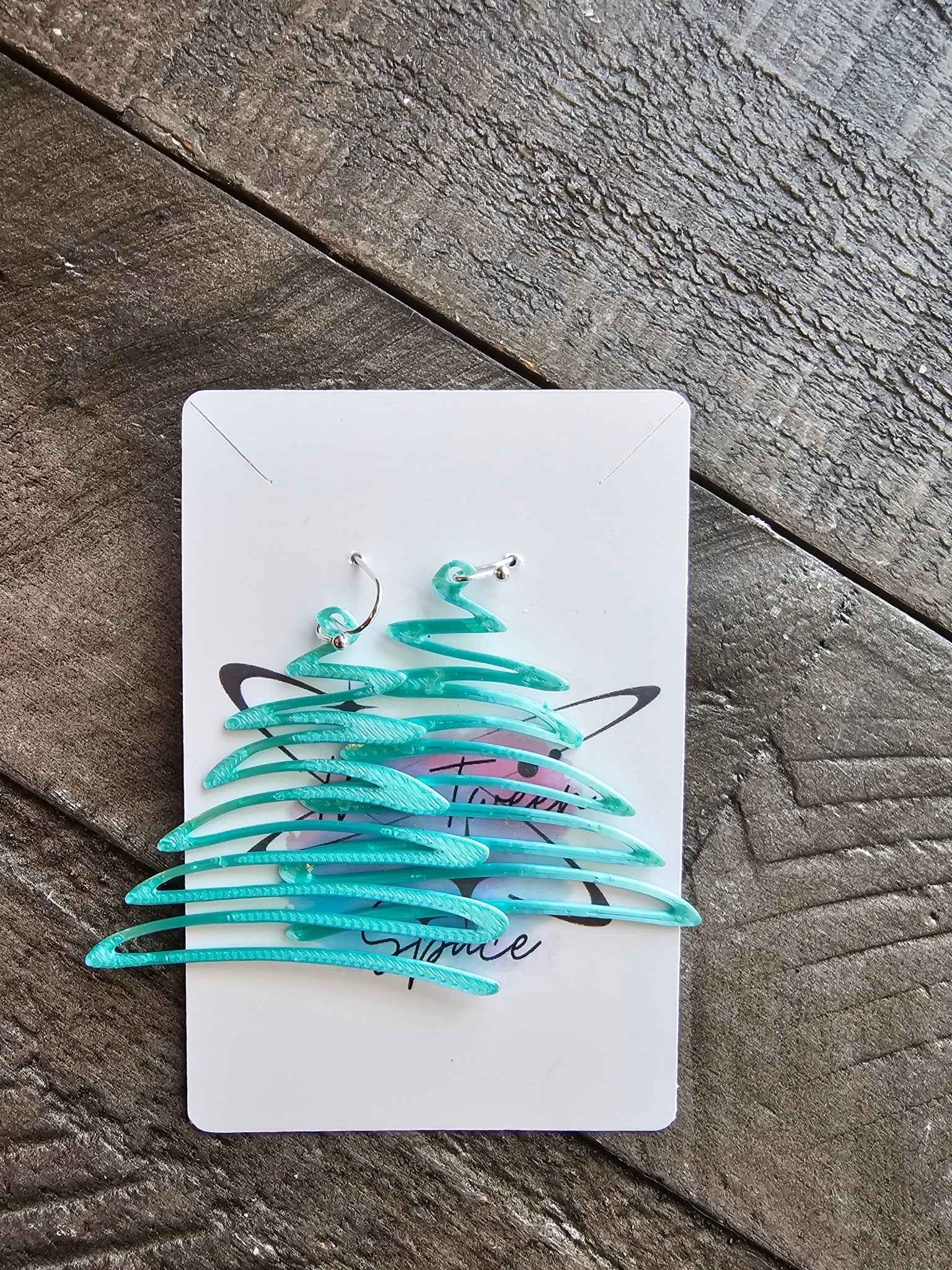 Teal Christmas Tree Earrings - Handmade Holiday Jewelry by The Tween Space