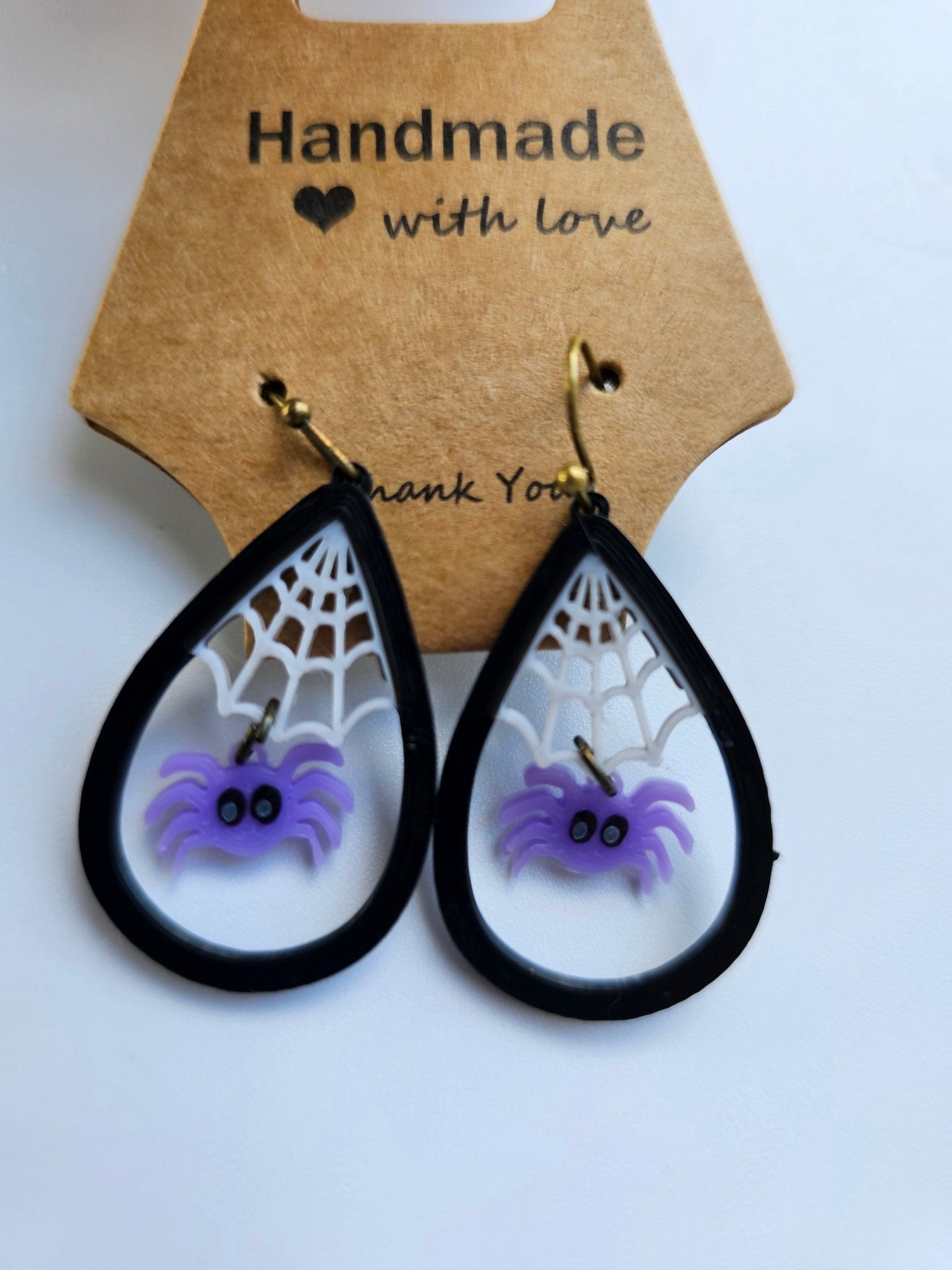Purple Spider Web Earrings: Handmade Teardrop Earrings for Halloween & Goth Fashion by The Tween Space