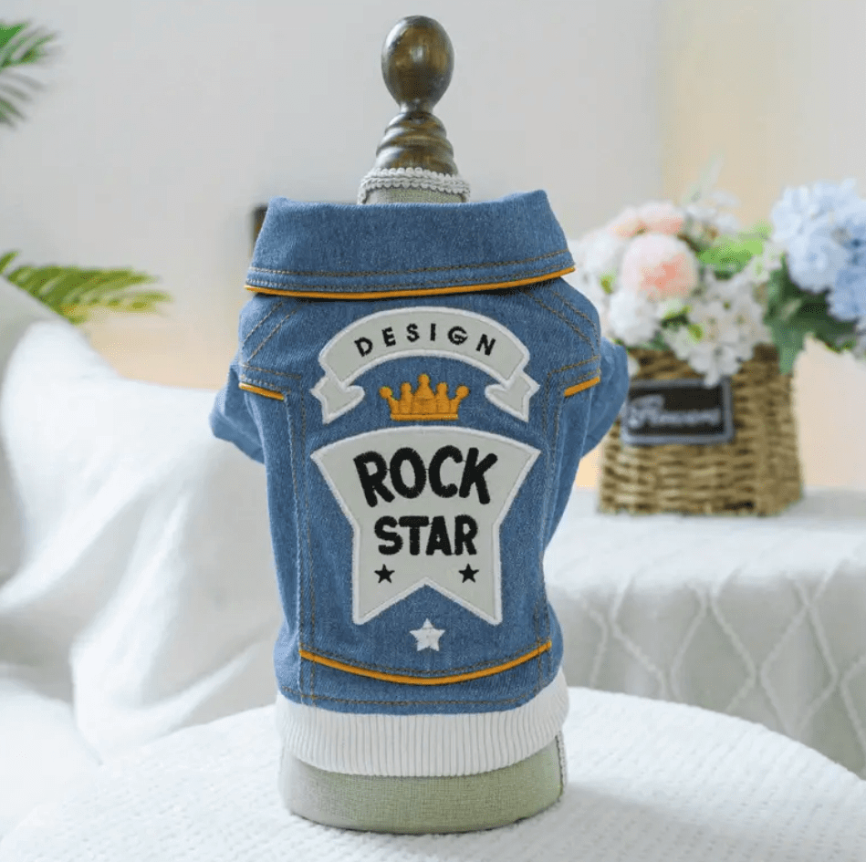 Rock Star Dog Denim Jacket | Coastal Couture Pet Apparel at Main Street Collective