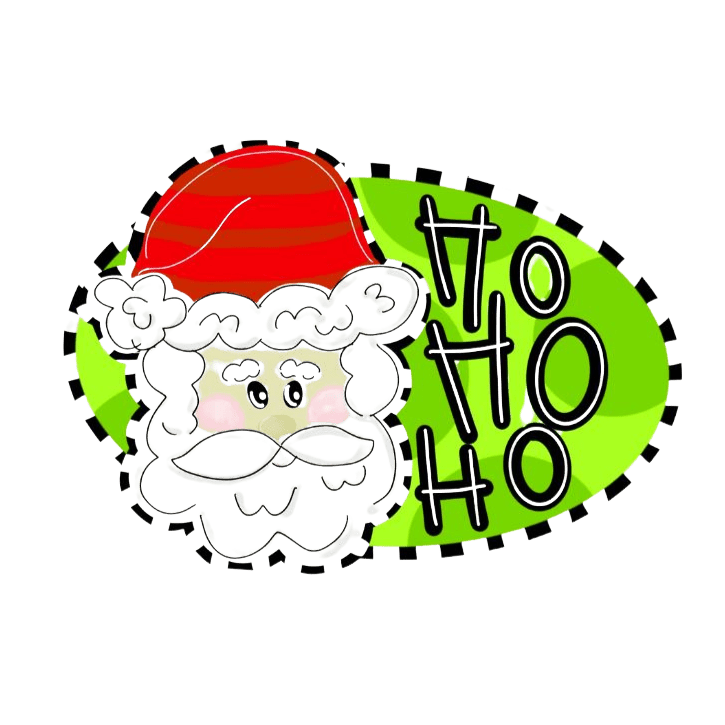 Cartoon Santa 'HO HO HO' door hanger design for Paint Night at Flatheads and Bottom Feeders.