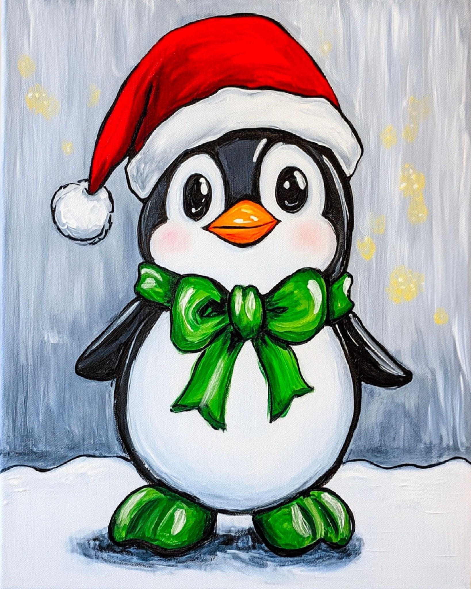 Santa Penguin DIY Canvas Painting Kit - Christmas Craft by Main Street Collective
