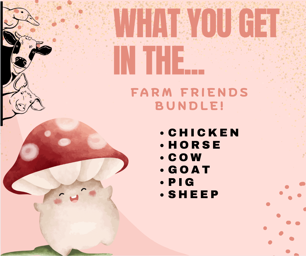 Farm Friends Fidget Bundle: Chicken, Horse, Cow, Goat, Pig, Sheep. Cute Animal Fidgets for Sensory Play by Mushroom Lady Co.