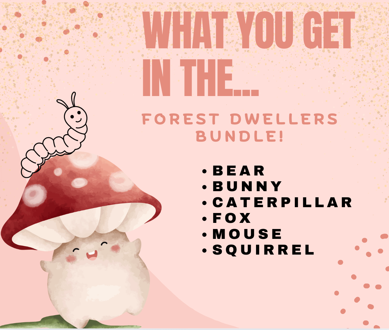 Forest Dwellers Bundle: Bear, Bunny, Caterpillar, Fox, Mouse & Squirrel Toys! Cute Forest Animal Collection.