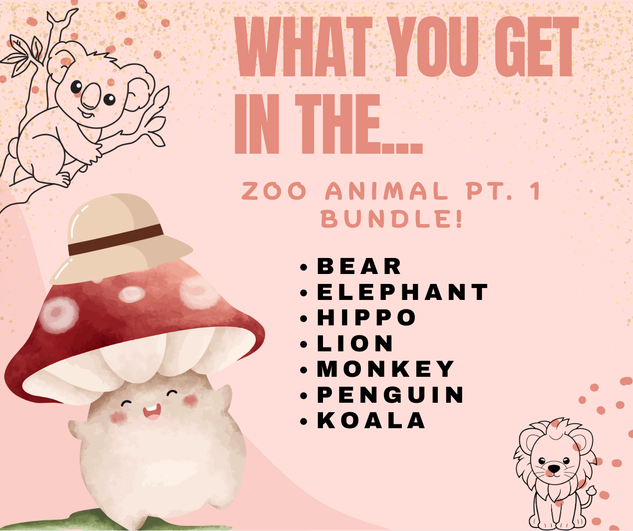 Zoo Animal Fidget Bundle: Bear, Elephant, Hippo, Lion, Monkey, Penguin, Koala - Sensory Toys for Kids and Adults, Mississippi Made