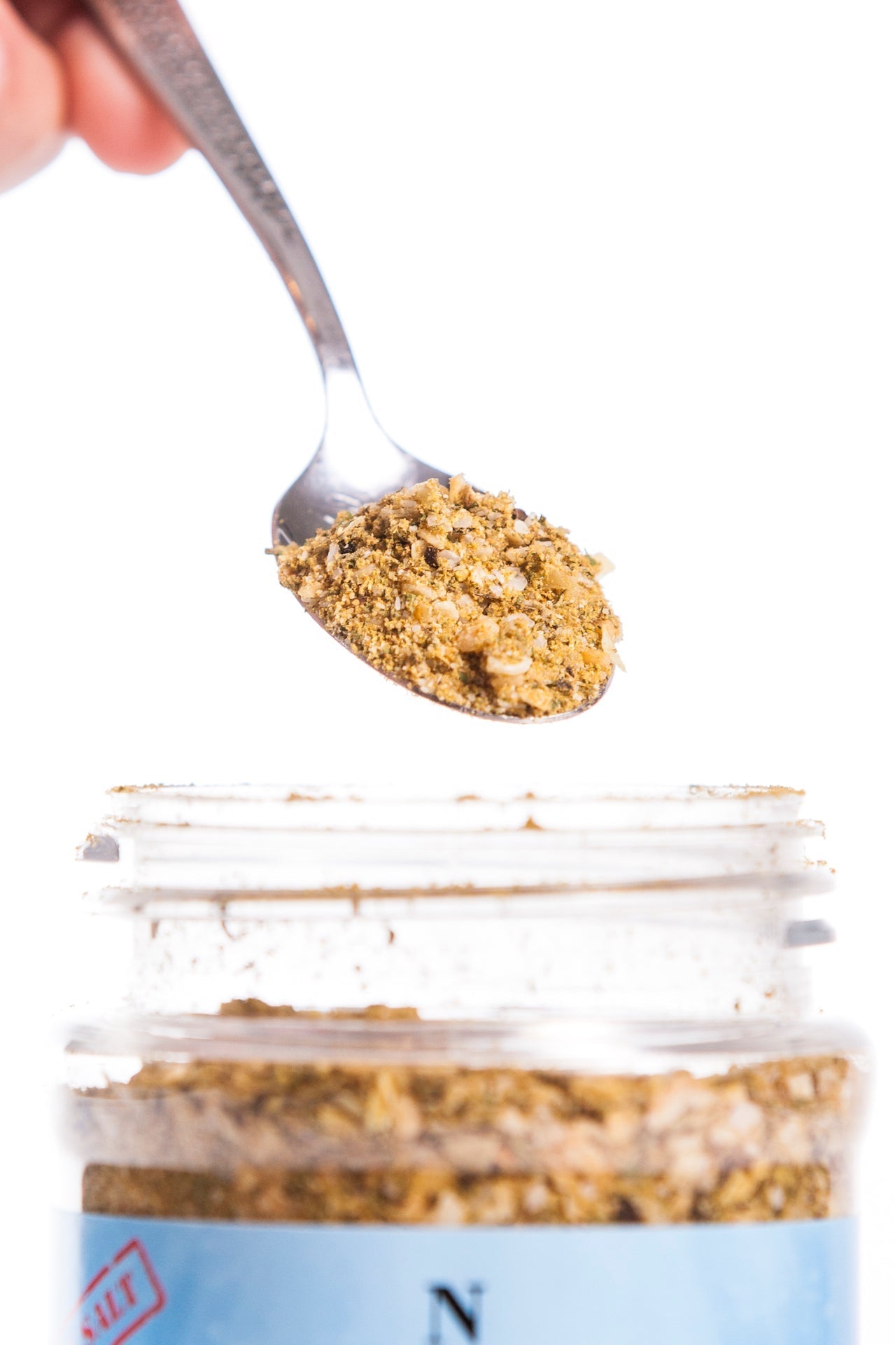 Steak Blend Seasoning: Spoonful over Jar by Compass Point. Versatile meat & roast seasoning. Order online now!