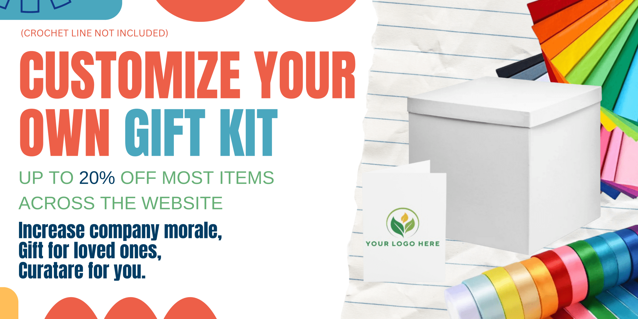 Customize Your Own Gift Kit: Gift box with logo, cards, and ribbons.  Perfect for personalized gifts!