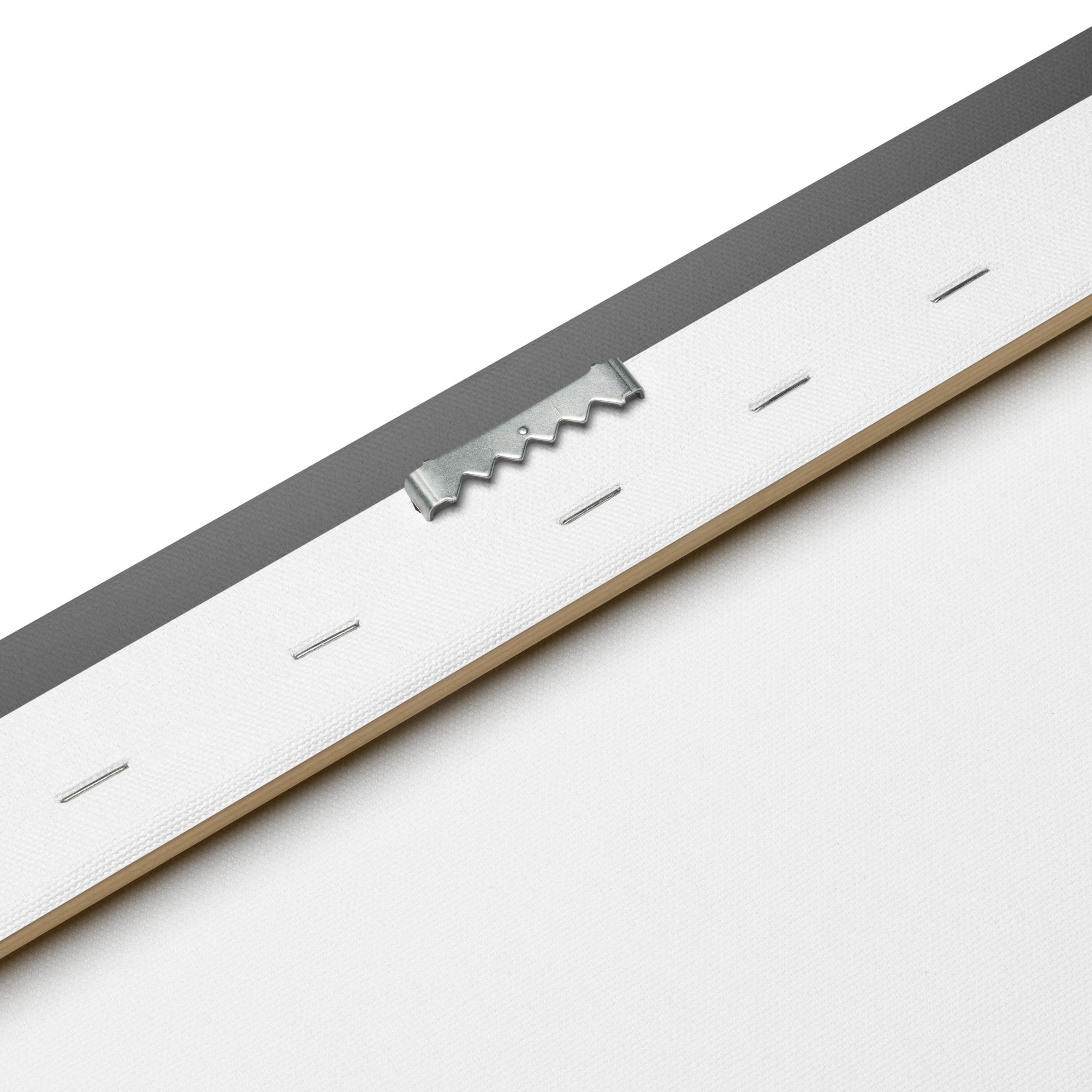 Back of Thin Canvas: Sawtooth Hanger, Staples, Canvas Frame. Wall Art Hanging Details.
