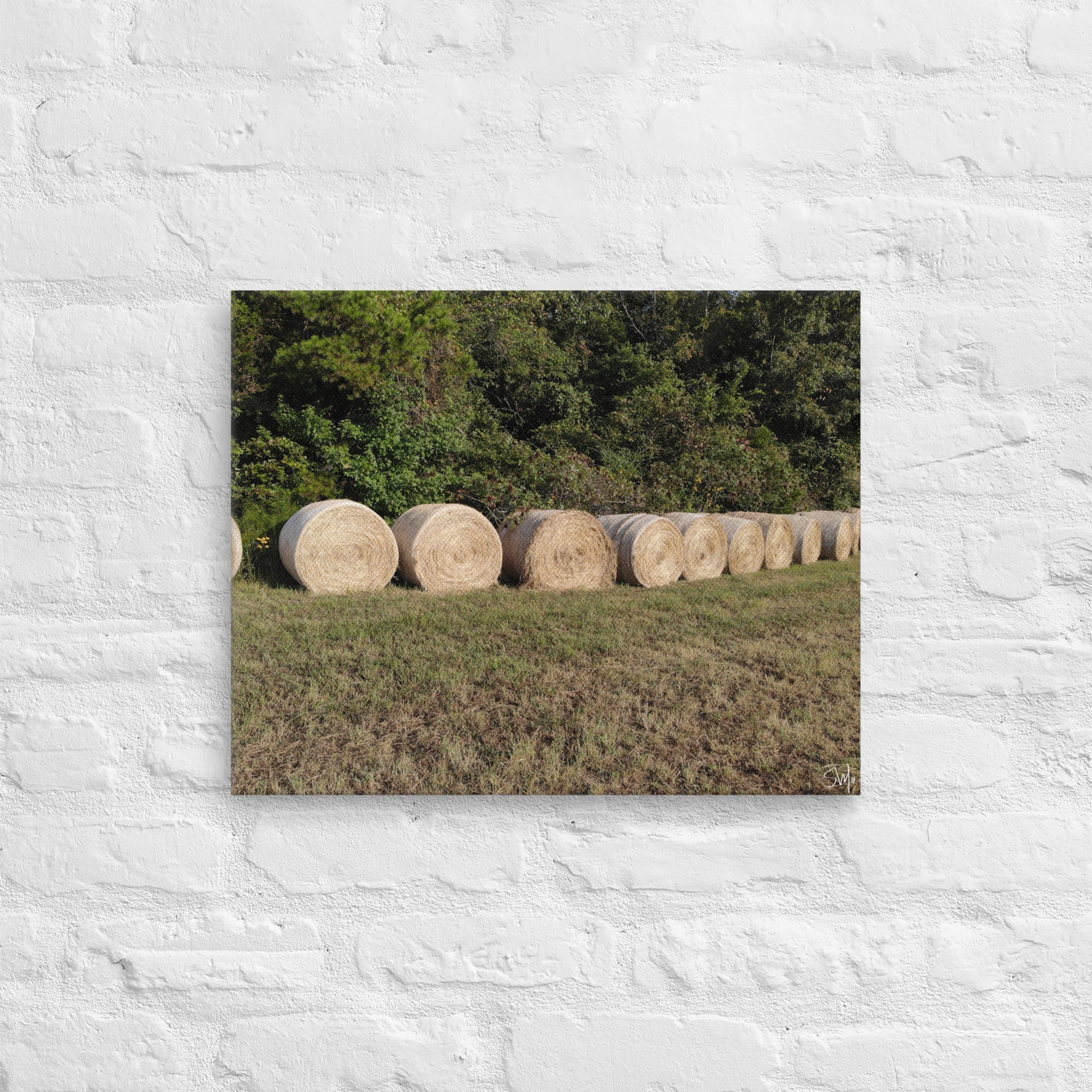 Hay Bales Canvas Art: Rustic field scene, Main Street Collective decor.