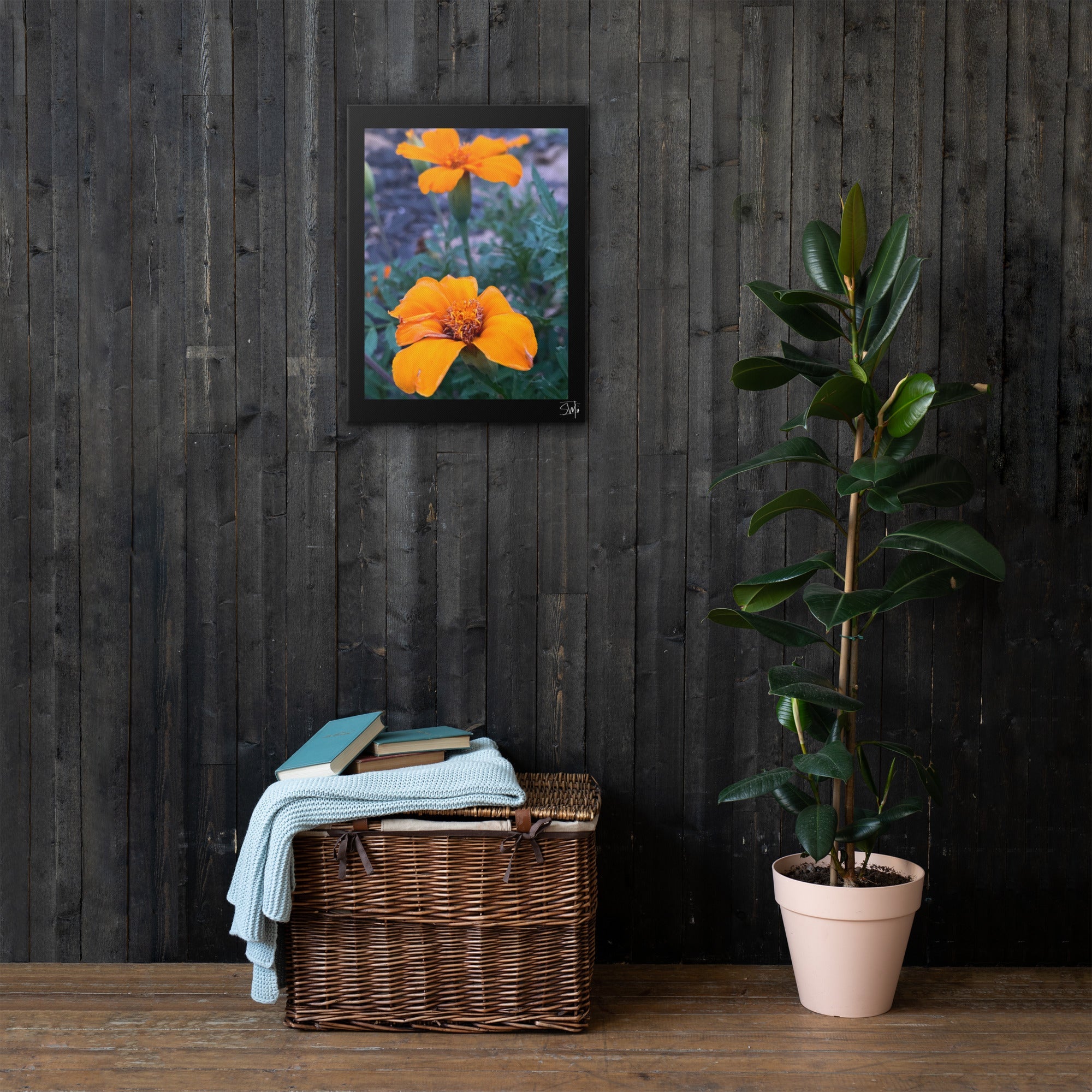 Orange Flower II Thin Canvas Print: Floral Wall Art, Home Decor