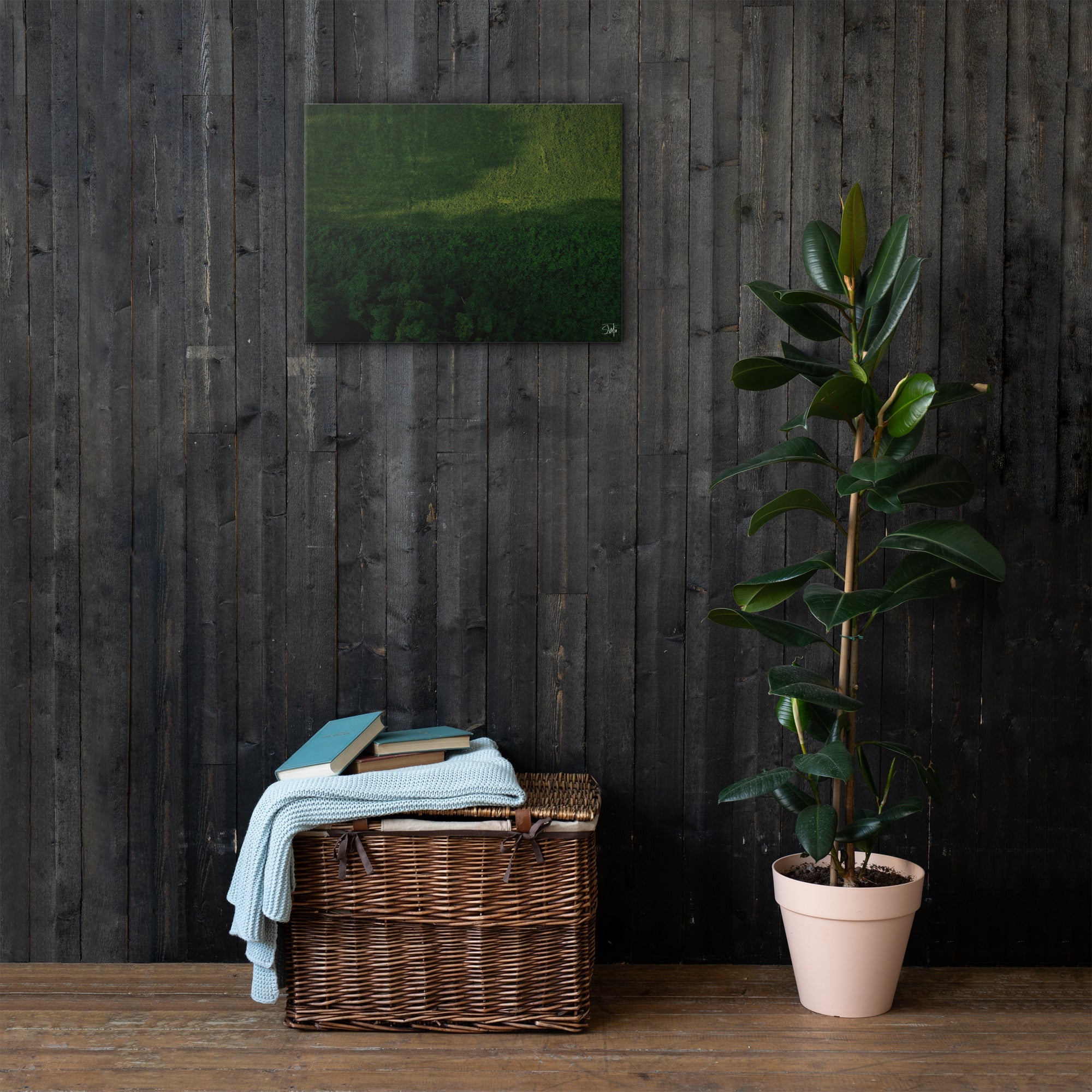 Green Plains Canvas Art: Abstract Green Landscape Thin Canvas Print for Modern Home Decor - Main Street Collective