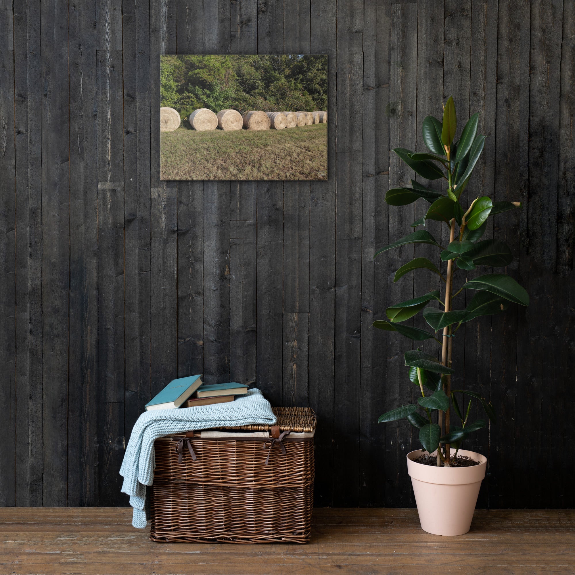 Hay Fever III Canvas Art: Rustic Hay Bales Scene for Wall Decor by Main Street Collective