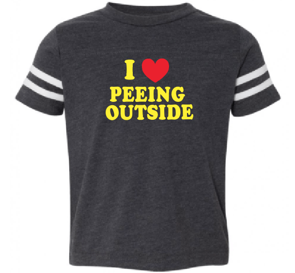 I love peeing outside t-shirt for youth apparel, kids, funny tee.