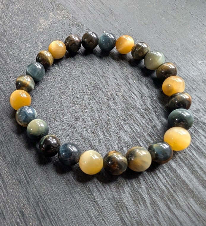 Tiger Eye Bracelet, Handmade Gemstone Jewelry - Solid Rock Jewelry - Natural Stones, Chatoyancy, Mississippi Artisan