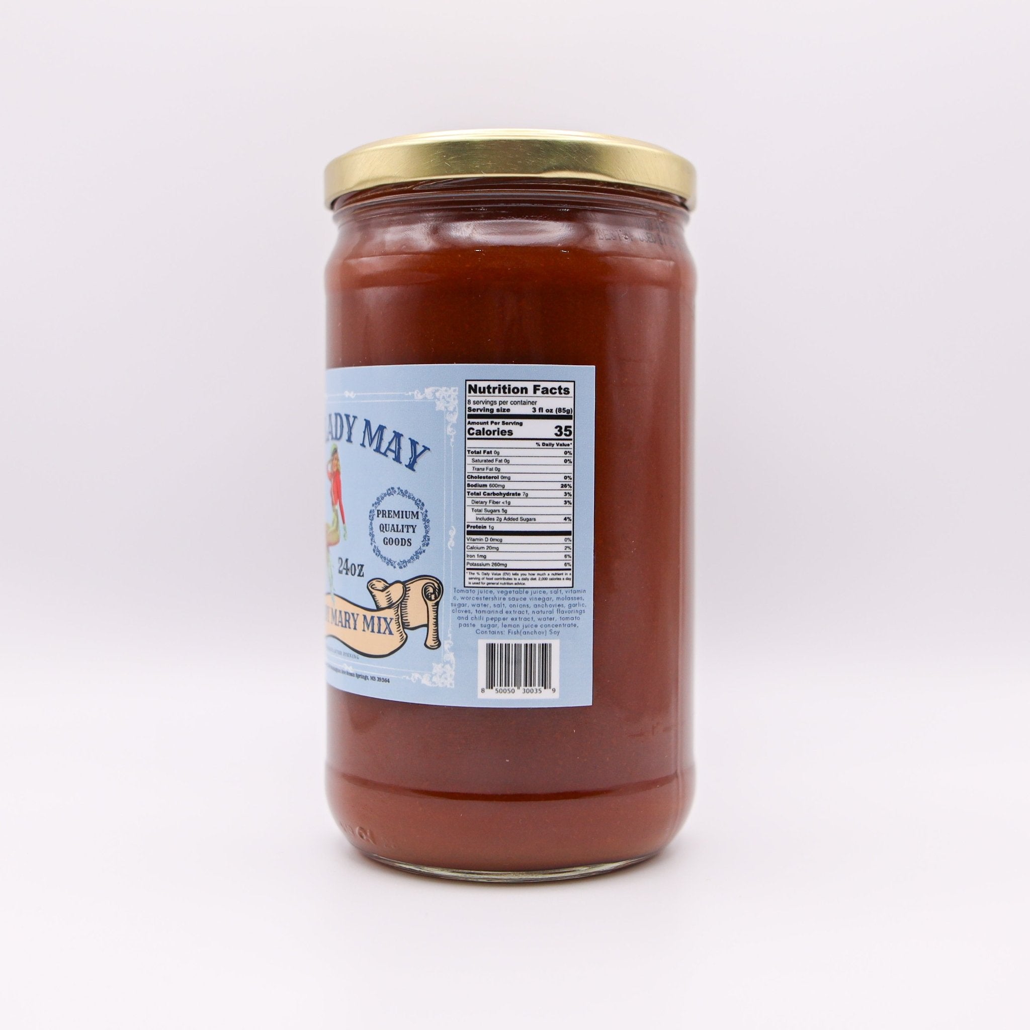 Lady May's Bloody Mary Mix - Top Shelf Cocktail Mixer from Main Street Collective, 24oz Jar