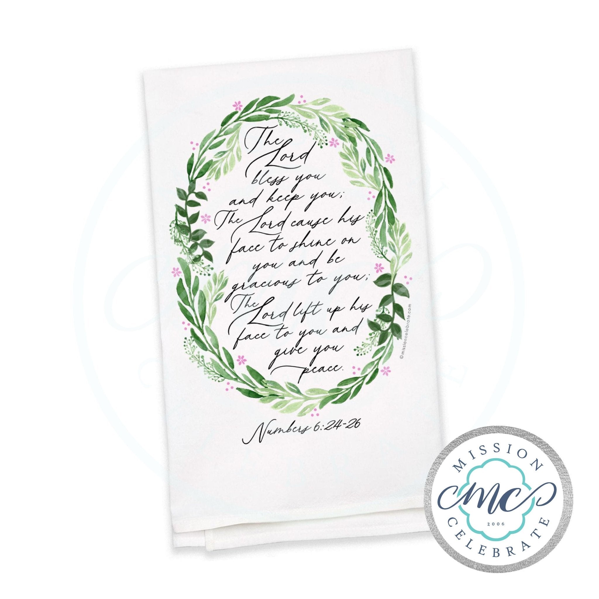 Numbers 6:24-26 Tea Towel - "The Lord Bless You" Kitchen Towel - Christian Gift from Main Street Collective.