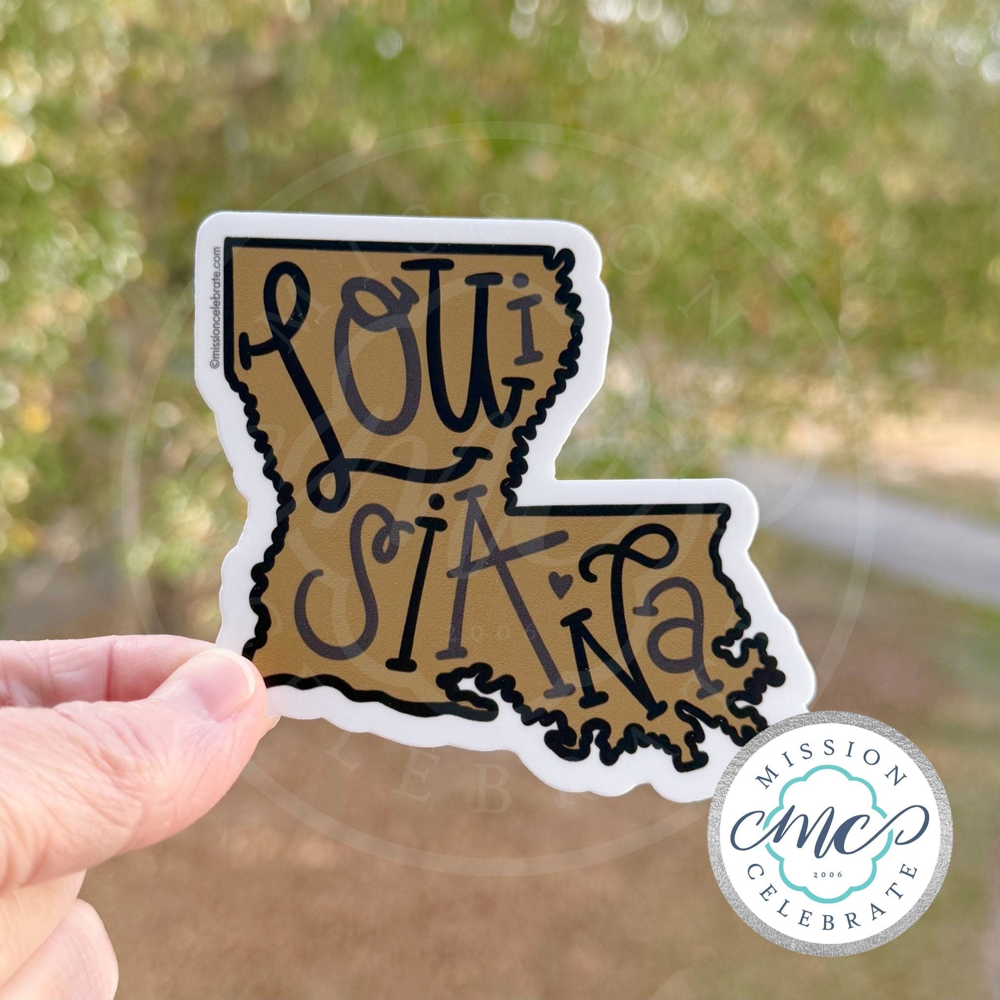Louisiana State Decal - Handlettered Black & Gold Art, Main Street Collective
