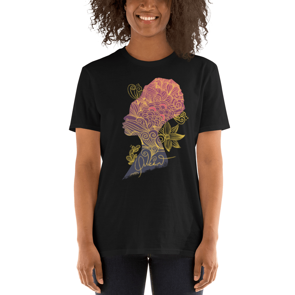 Queen Graphic Tee: Black woman's t-shirt with a 'Queen' design, featuring a crowned woman silhouette.