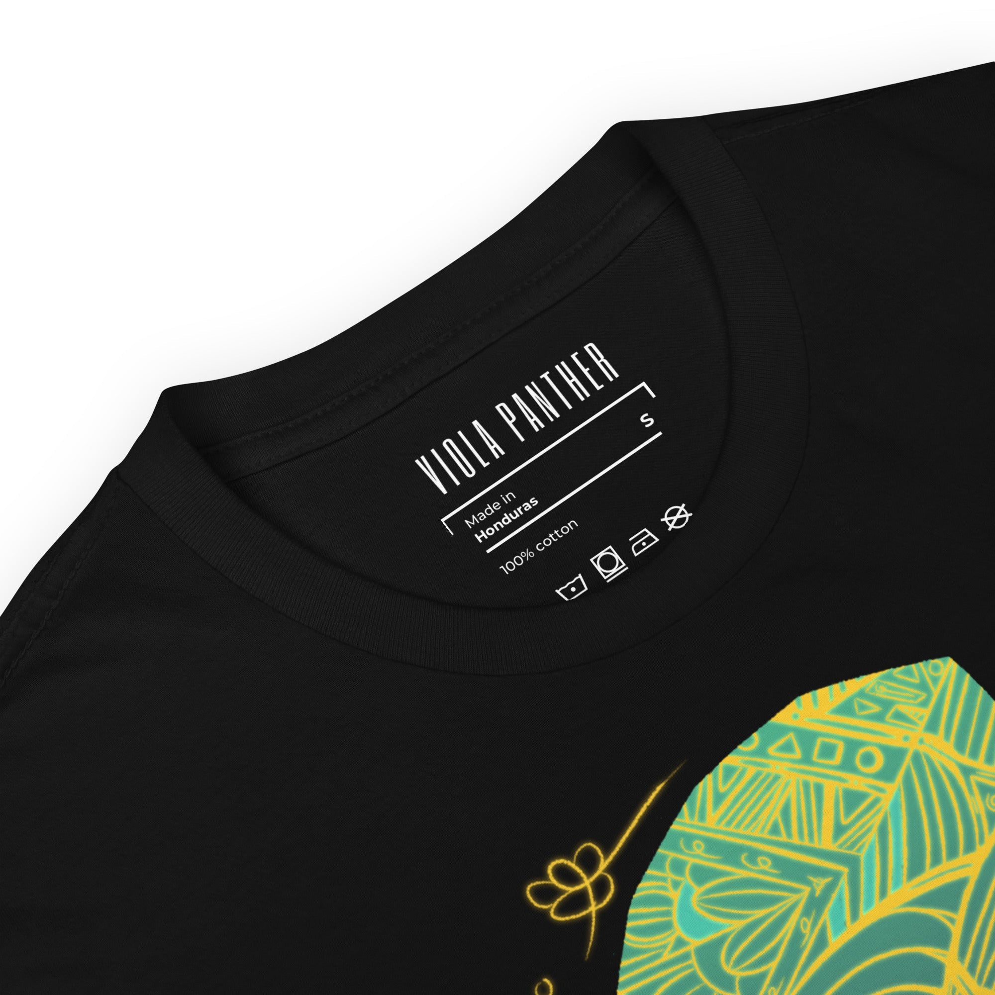 Viola Panther KING T-shirt Tag, Made in Honduras - Black Unisex Cotton Tee