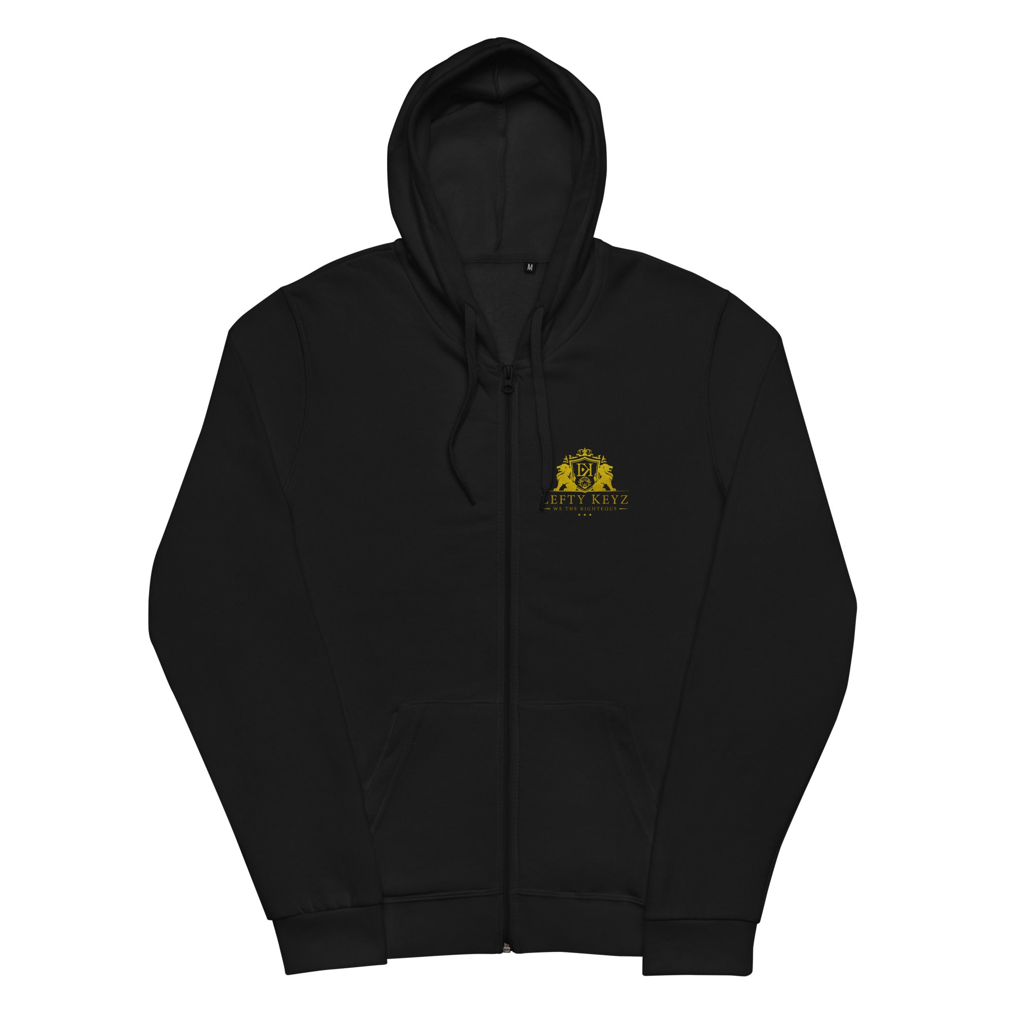 Black Unisex Zip Hoodie - LEFTYKEYZ EDITION: Stylish and Comfortable Athleisure Wear with Hood and Kangaroo Pockets.