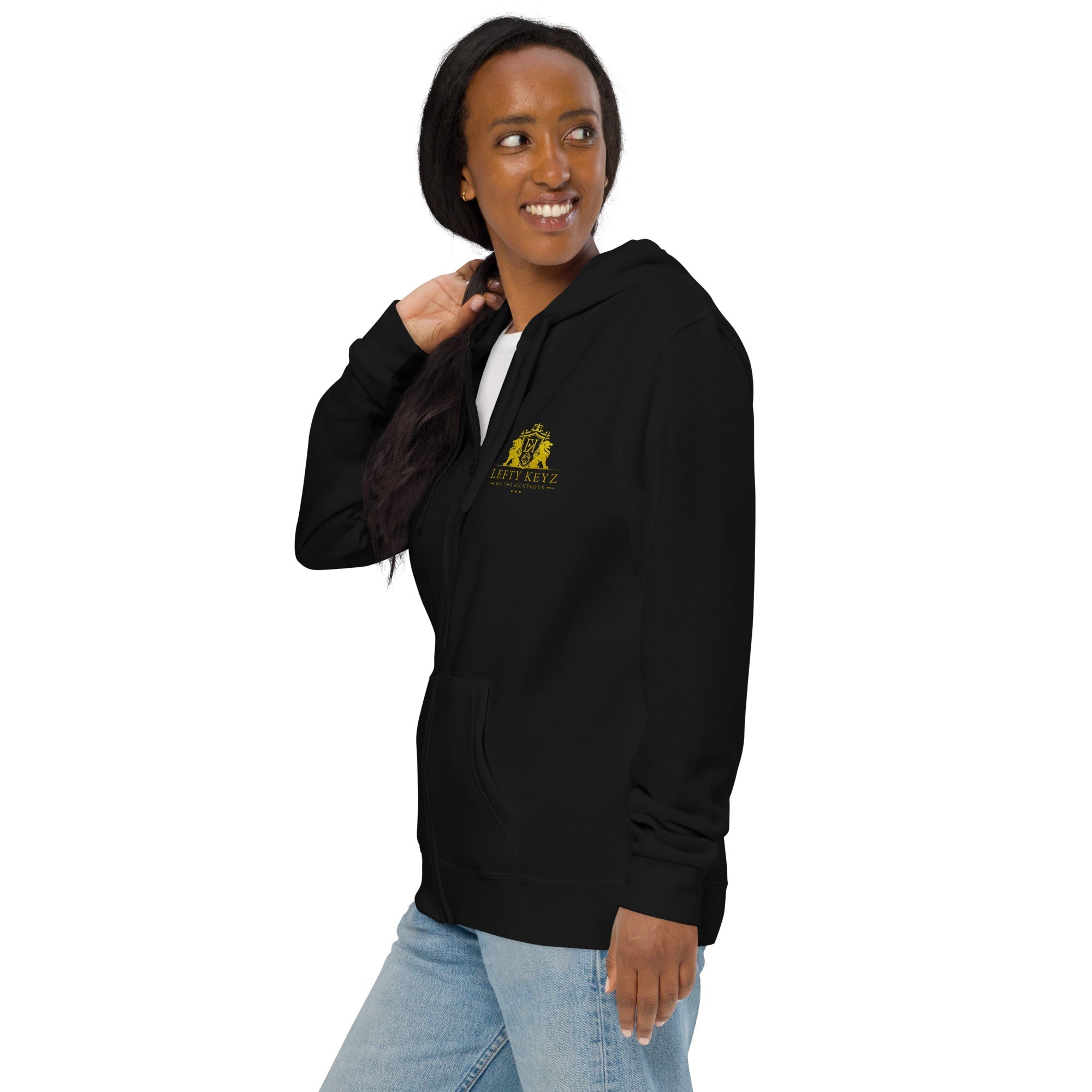 Black Unisex Lefty Keyz Zip Hoodie - Main Street Collective Apparel