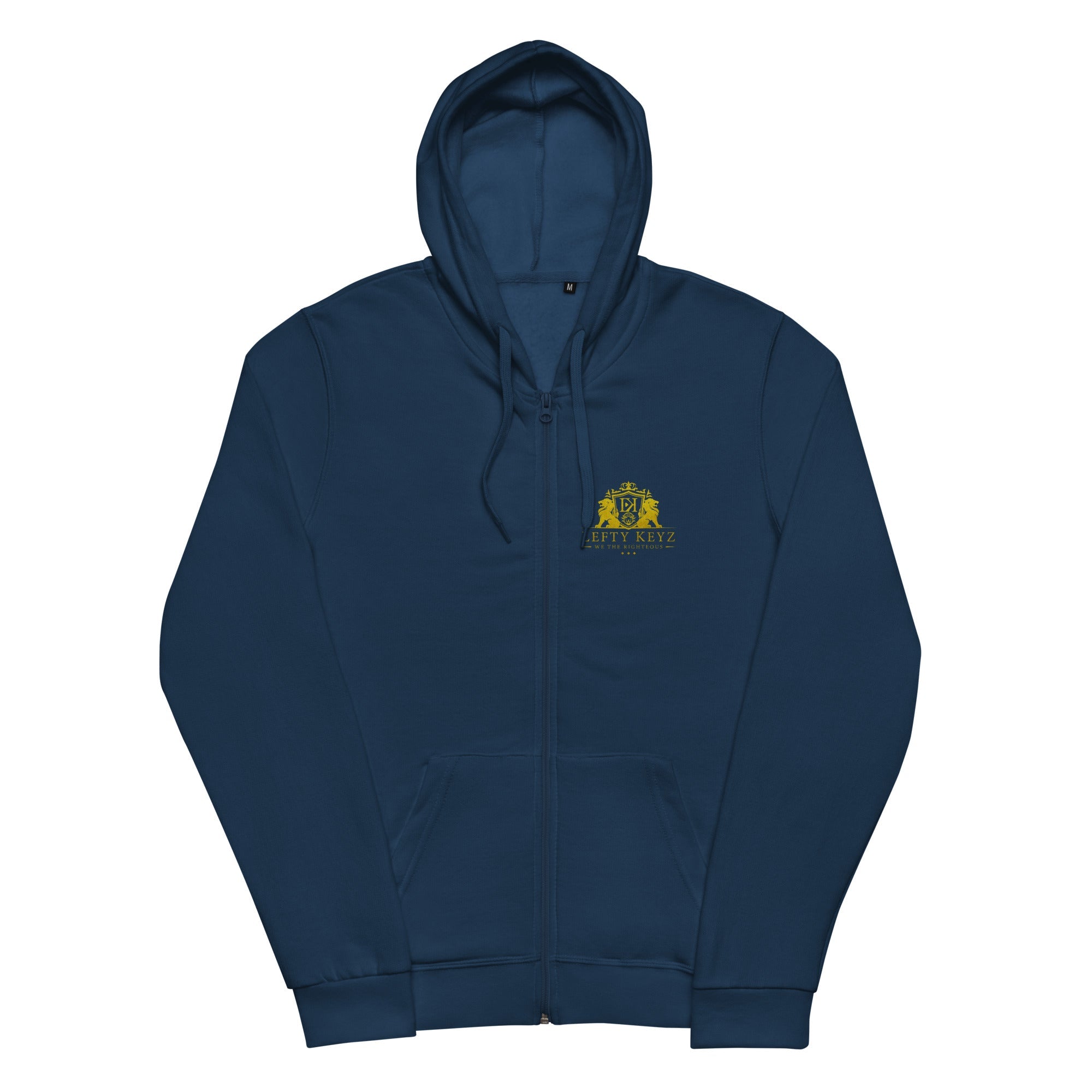 Blue Lefty Keyz Zip Hoodie: Unisex Fashion with Logo. Trendy hooded sweatshirt.