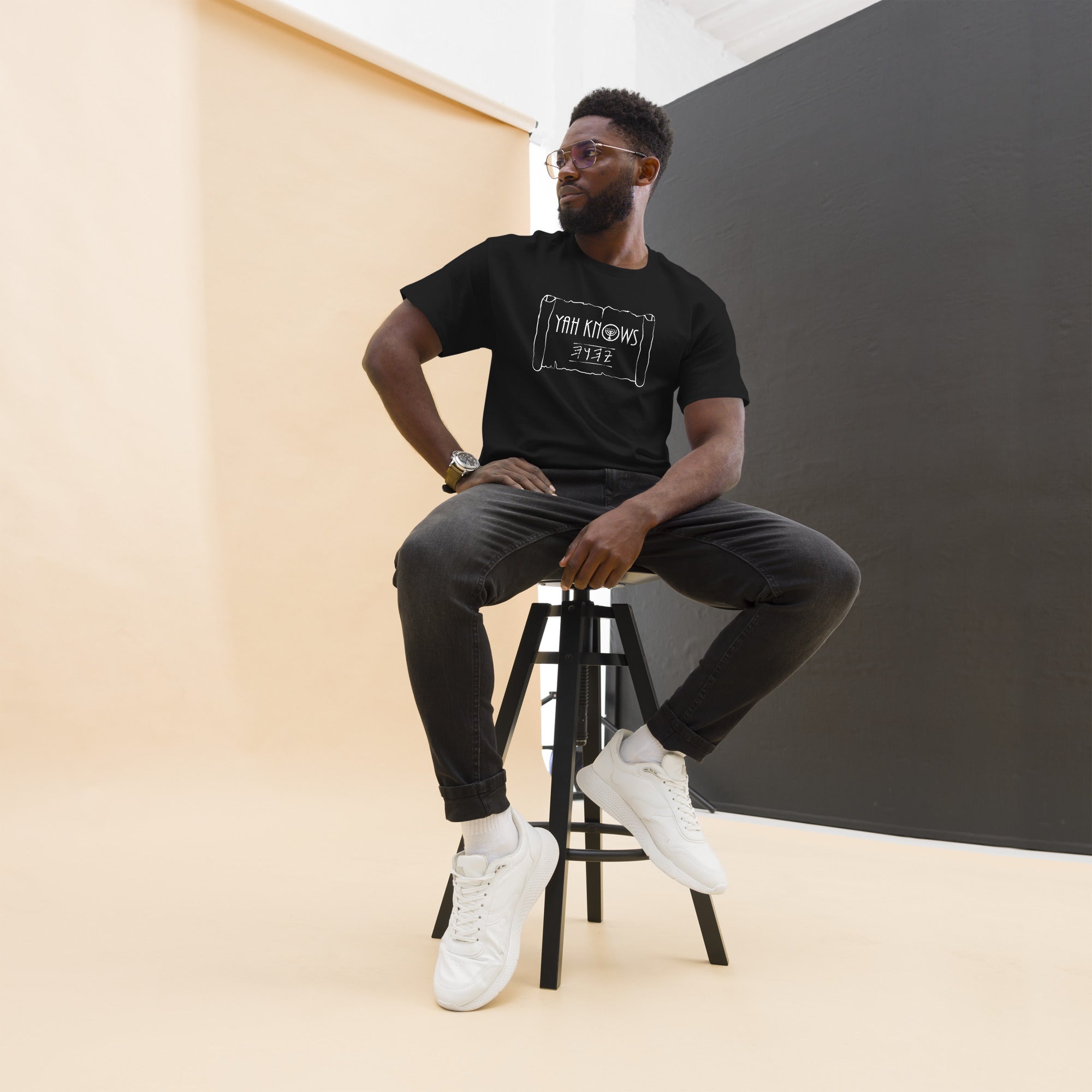 YAH Knows T-shirt by LeftyKeyz: Unisex Black Tee on Man. Religious clothing. Limited Edition Clothing.