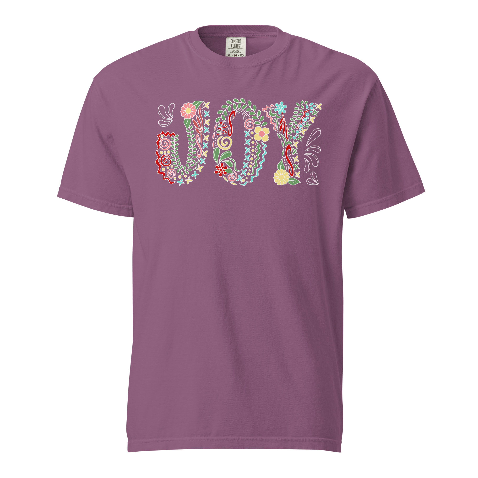 JOY T-Shirt: Hand-Drawn Floral Design by Mississippi Artist on Comfort Colors Tee