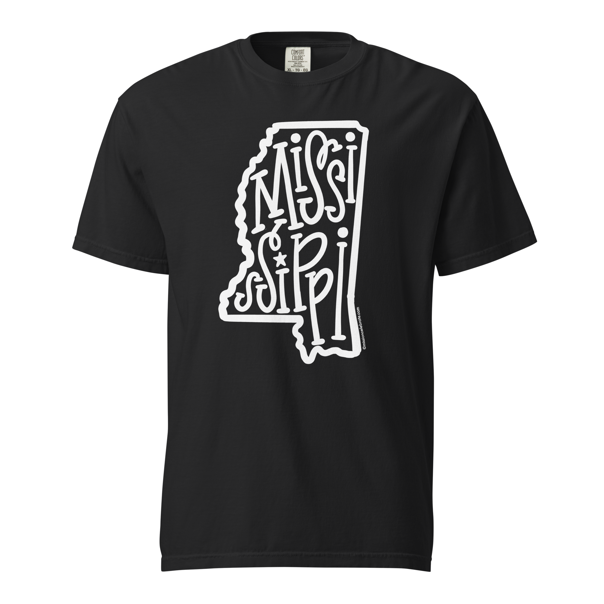 Mississippi Bouncy Letters Handlettered Art by © Leslie Gonce Comfort Colors Short Sleeve Tee (MISSISSIPPI)