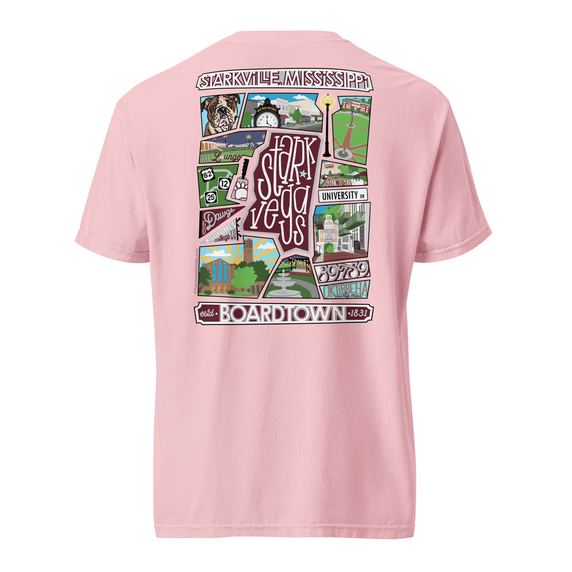 Starkville Mississippi T-shirt: Starkvegas Collage Art by Leslie Gonce - Shop Main Street Collective