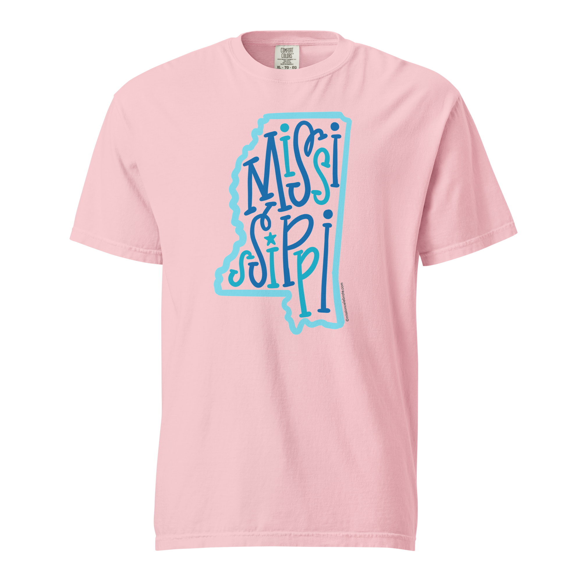 Mississippi Bouncy Letters Handlettered Art by © Leslie Gonce Comfort Colors Short Sleeve Tee (MISSISSIPPI)