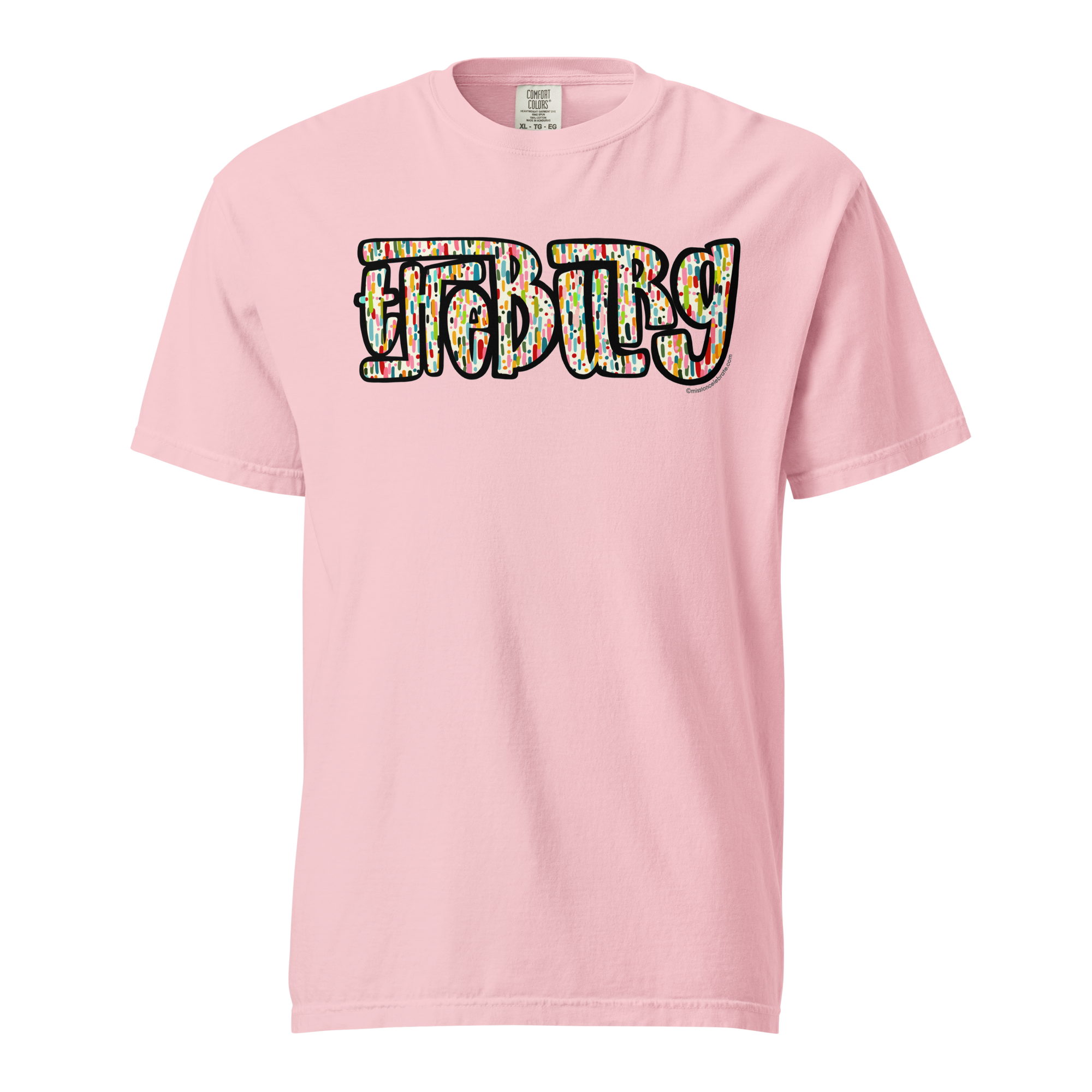Hattiesburg The Hub City "The Burg" Handlettered Confetti Art by © Leslie Gonce Comfort Colors Short Sleeve Tee (MISSISSIPPI)