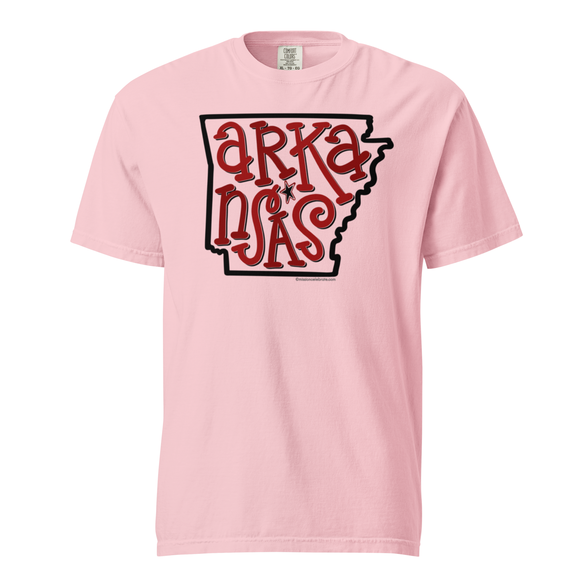 Arkansas Bouncy Letters Handlettered Art by © Leslie Gonce Comfort Colors Short Sleeve Tee (ARKANSAS)
