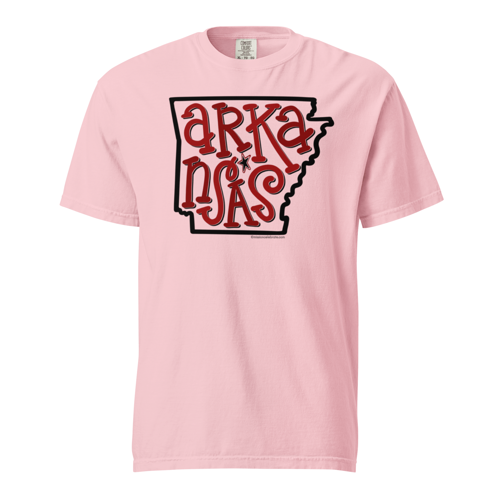 Arkansas Bouncy Letters Handlettered Art by © Leslie Gonce Comfort Colors Short Sleeve Tee (ARKANSAS)