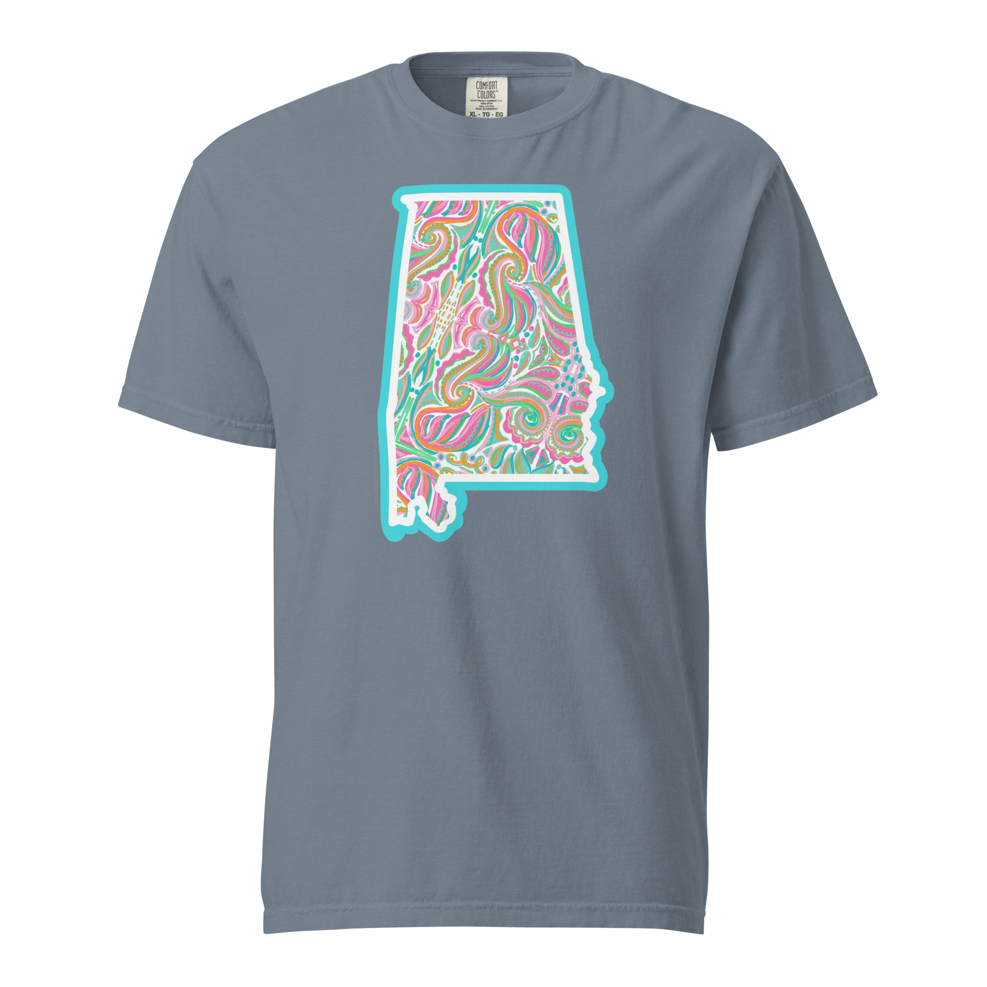 Alabama Jubilee Abstract Handdrawn Art by Southern artist © Leslie Gonce Comfort Colors Short Sleeve Tee (ALABAMA)