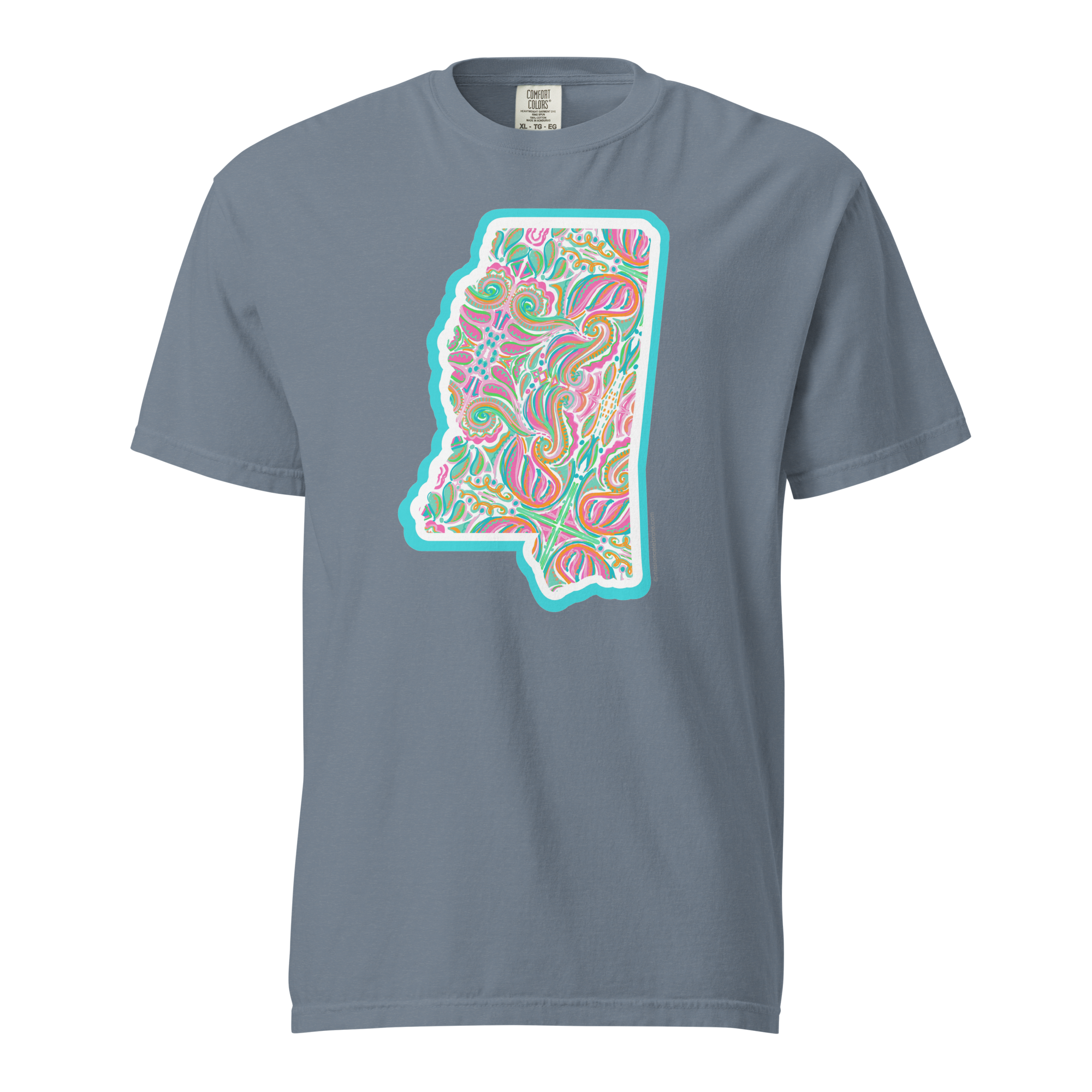 Mississippi Jubilee Abstract Handdrawn Art by Mississippi artist © Leslie Gonce Comfort Colors Short Sleeve Tee (MISSISSIPPI)