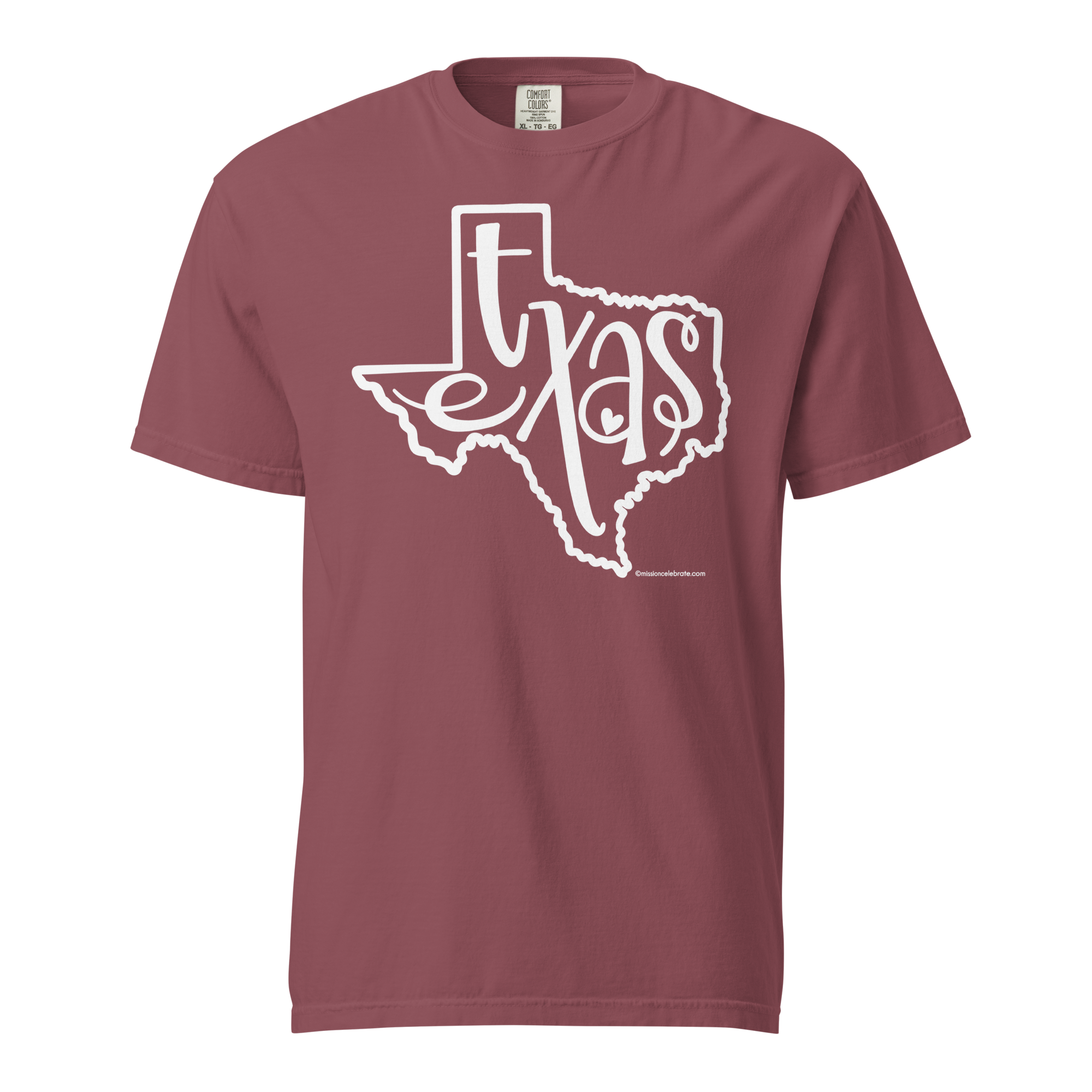 Texas Bouncy Letters (in white) Handlettered Art by © Leslie Gonce Comfort Colors Short Sleeve Tee (TEXAS)