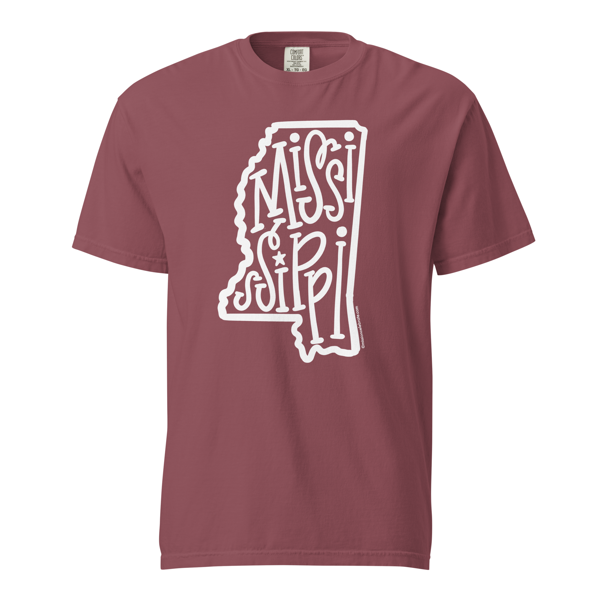 Mississippi Bouncy Letters Handlettered Art by © Leslie Gonce Comfort Colors Short Sleeve Tee (MISSISSIPPI)