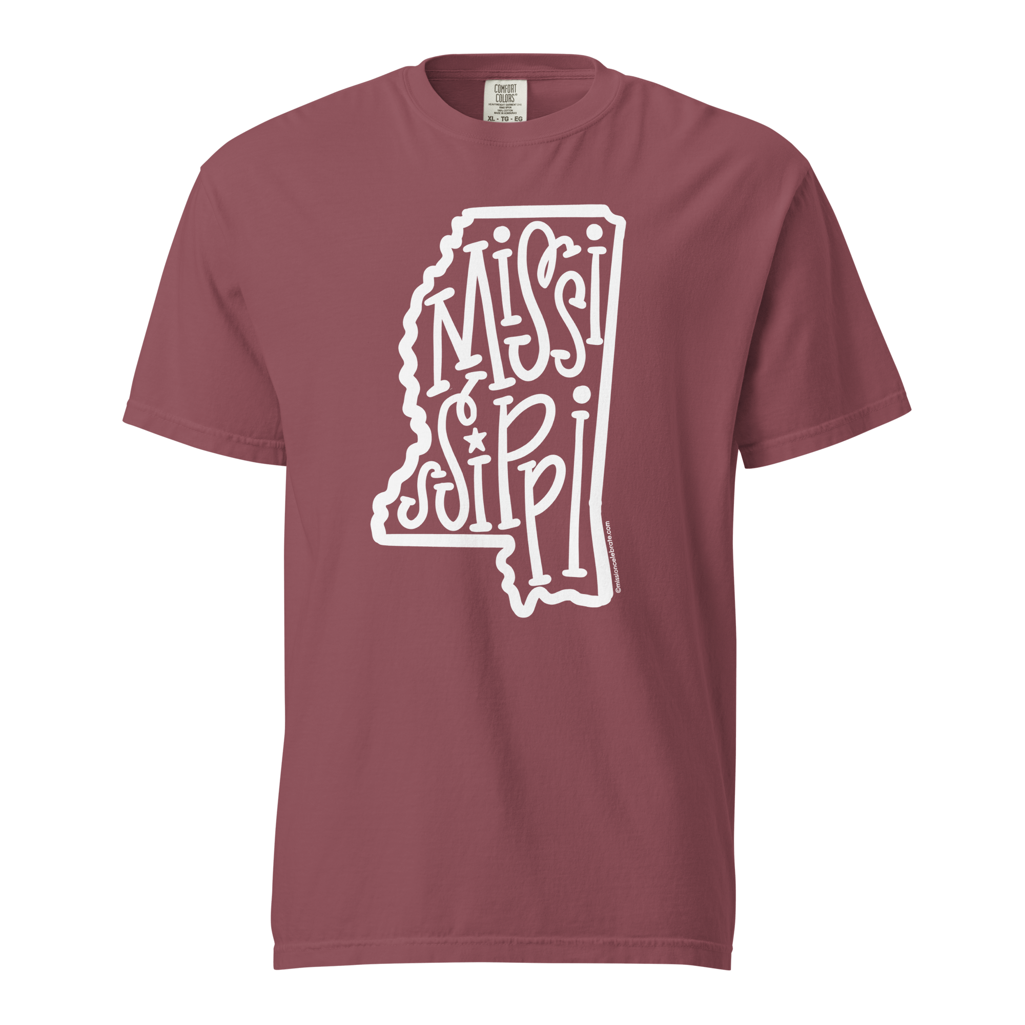 Mississippi T-shirt: Bouncy Letter Hand-lettered Design by Leslie Gonce - Comfort Colors State Pride Tee