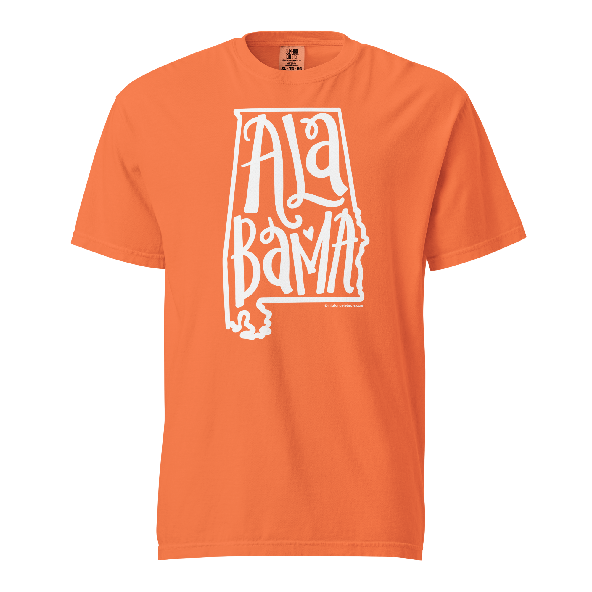 Alabama Bouncy Letters (in white) Handlettered Art by © Leslie Gonce Comfort Colors Short Sleeve Tee (ALABAMA)